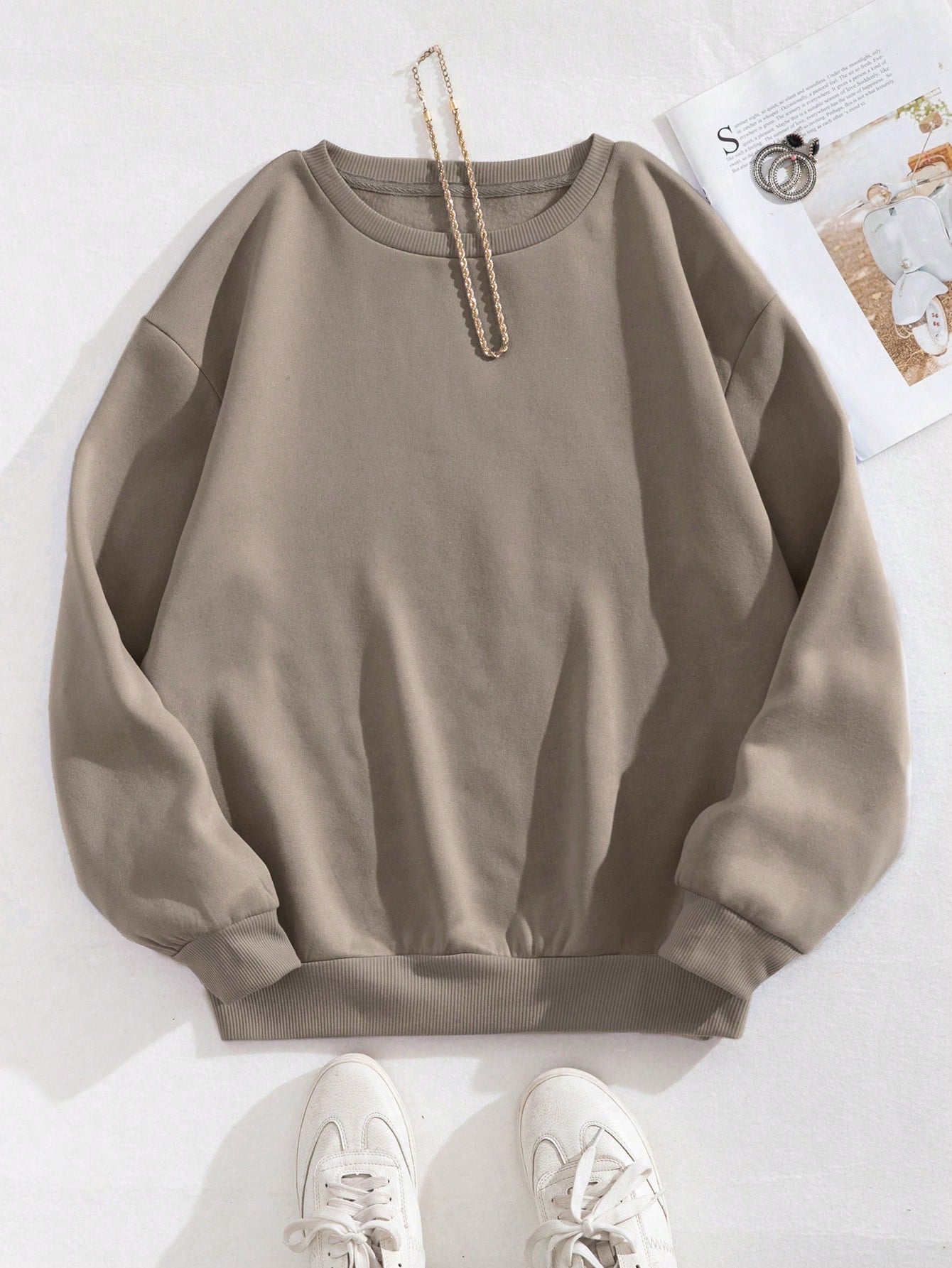 Solid Thermal Lined Sweatshirt