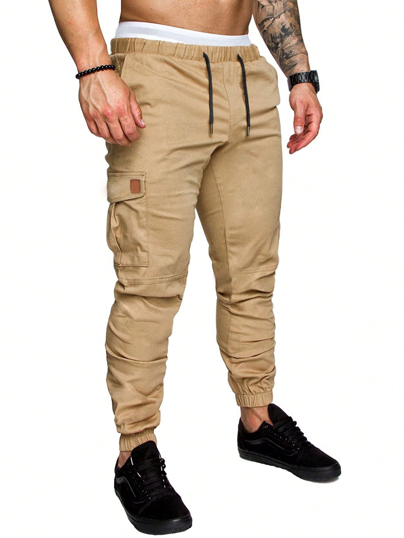 Men's Drawstring Waist Slant Pocket Pants