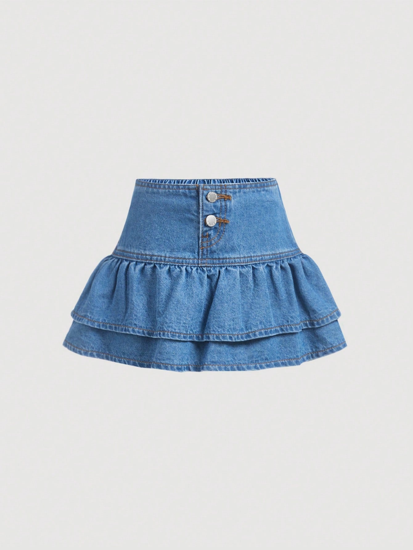 Young Girl Casual Mini Denim Skirt With Mid Waist