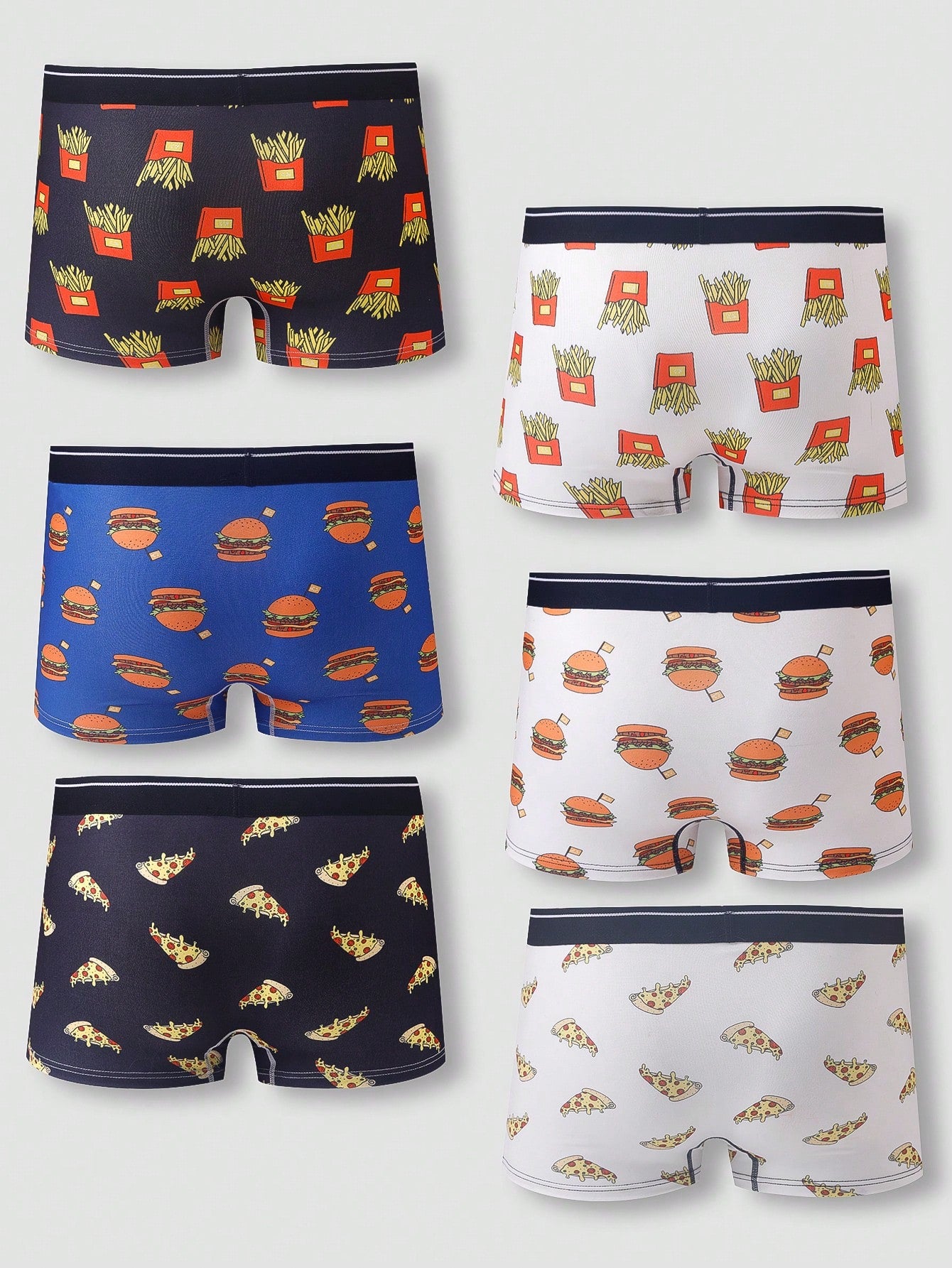 Teen Boy Food Print Color-Block Contrast Trim Boxer Briefs In One Size