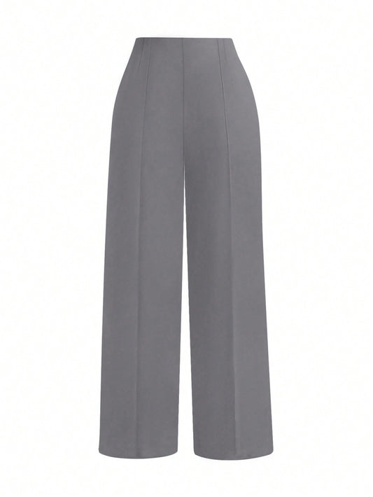 Plus Size Solid Color Straight Suit Pants