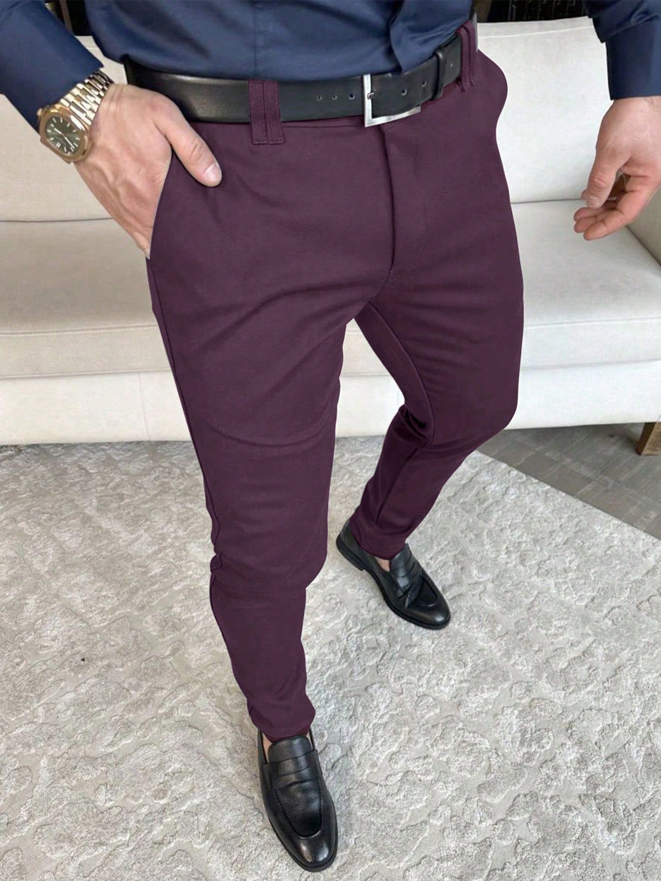 Men's Solid Color Suit Trousers