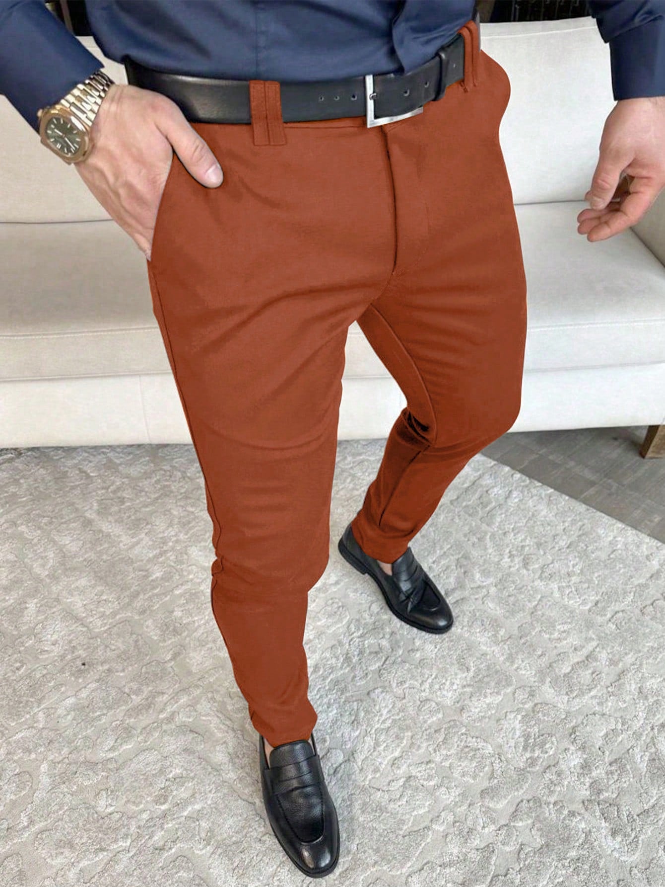 Men's Solid Color Suit Trousers