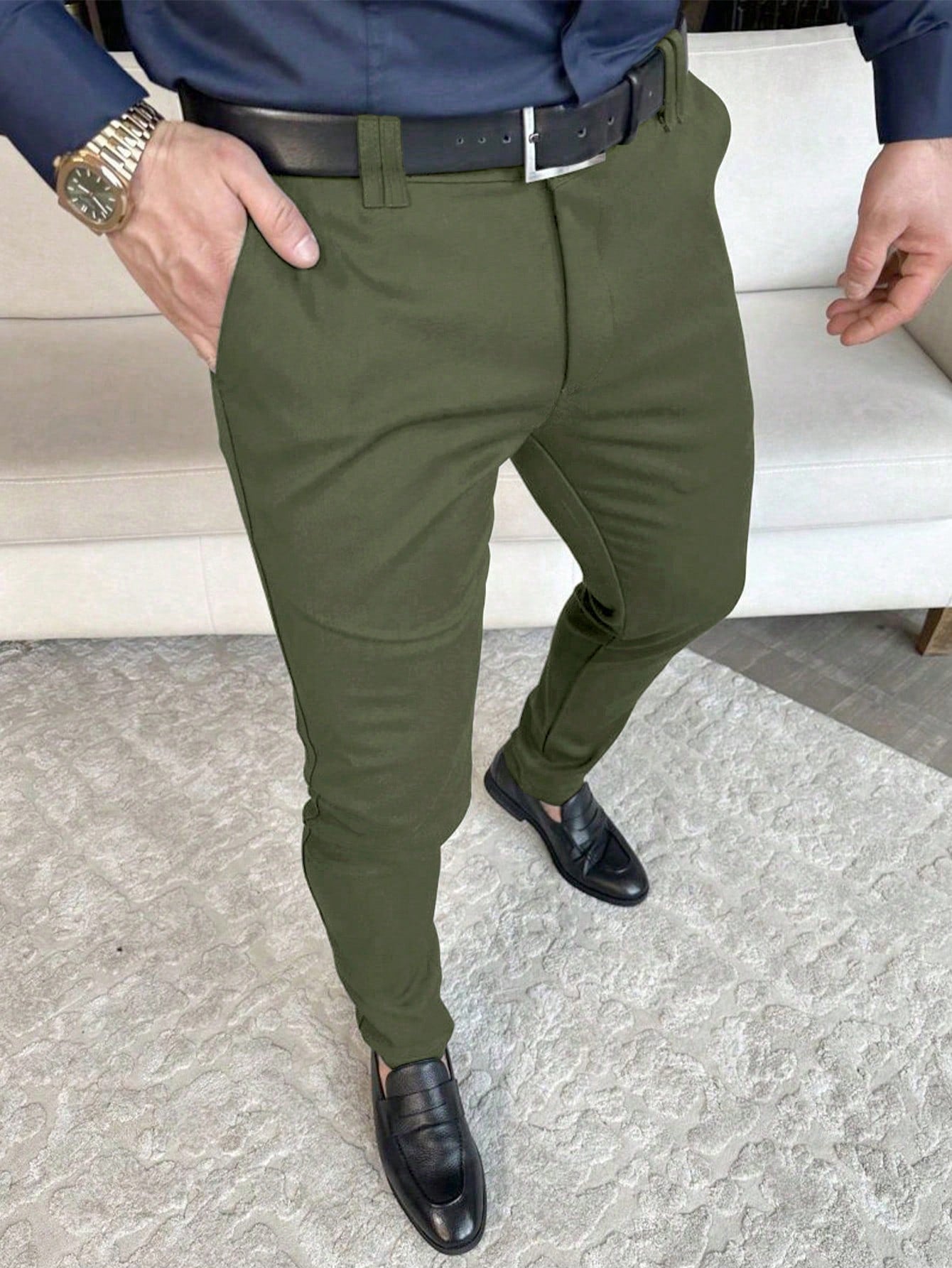 Men's Solid Color Suit Trousers