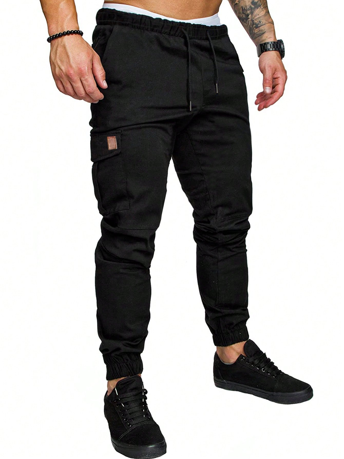 Men's Drawstring Waist Slant Pocket Pants