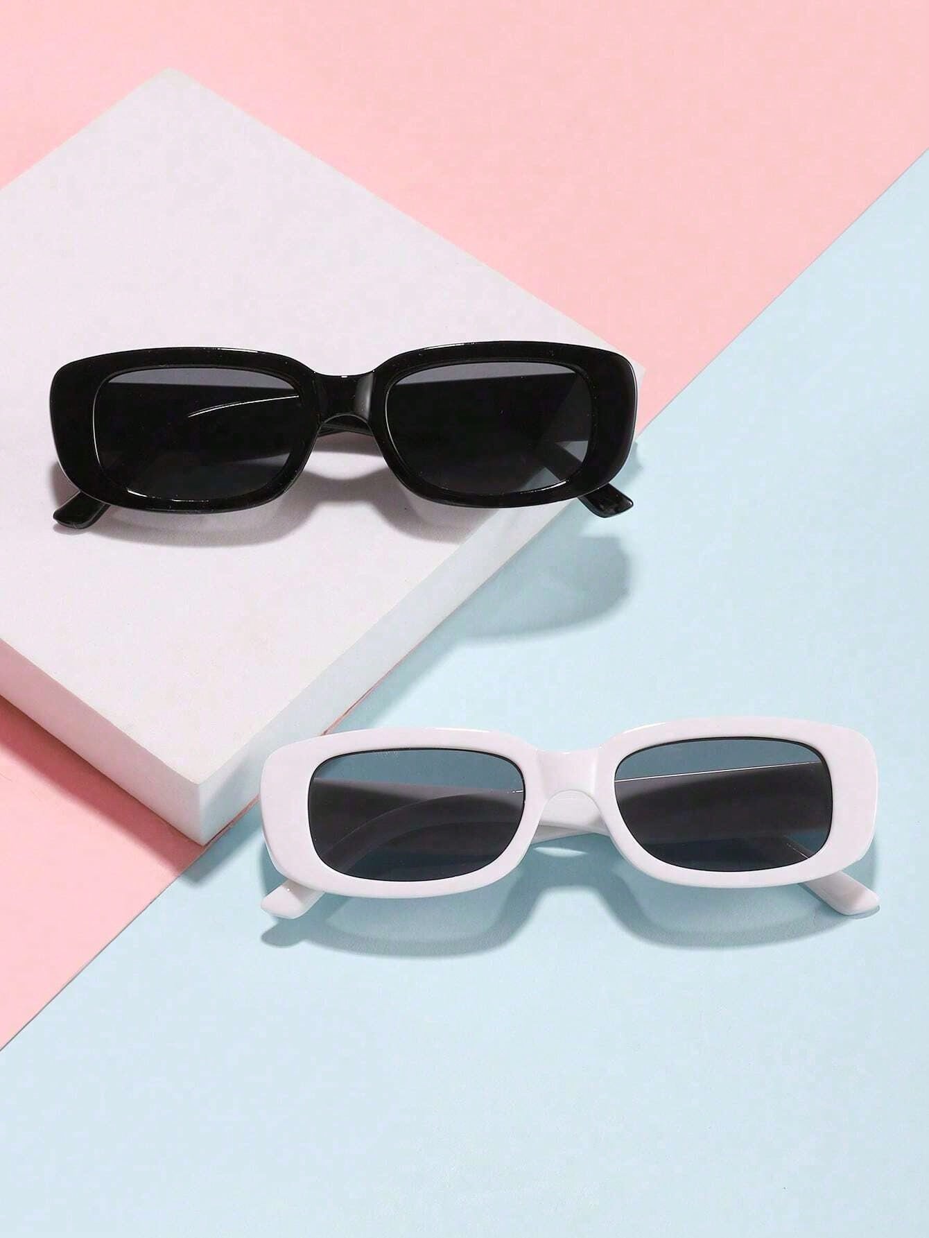 2pcs Fashionable Small Square Frame Sunglasses For Children 3-14 Years Old To Block The Sun