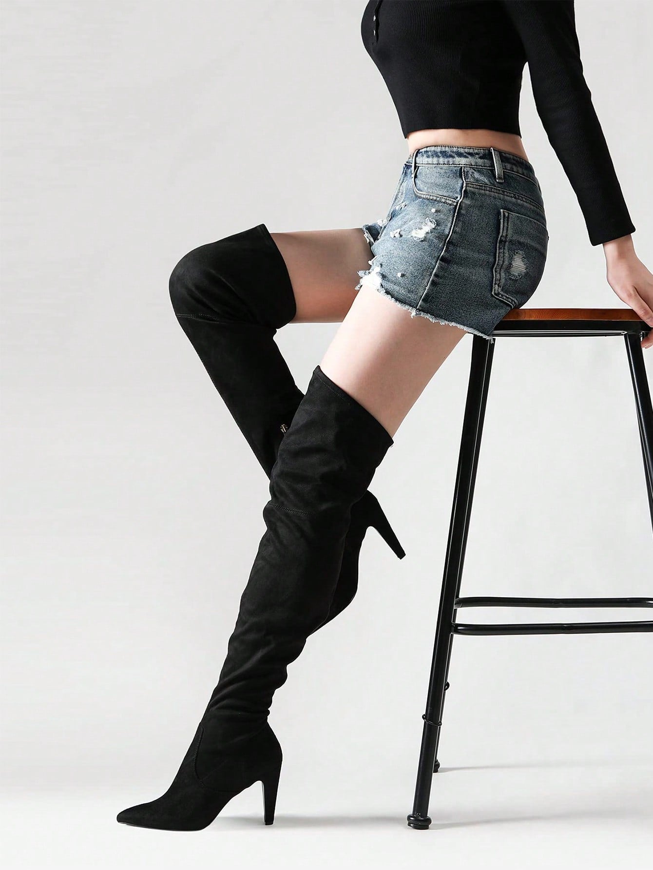 Women's Thigh High Boots Over The Knee Heels Long Pointed Toe Boots