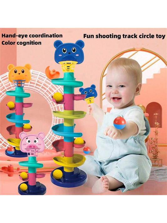 1pc 3+ Years Old Kids' Educational Early Learning Basketball Shooting Track Rotating Toy