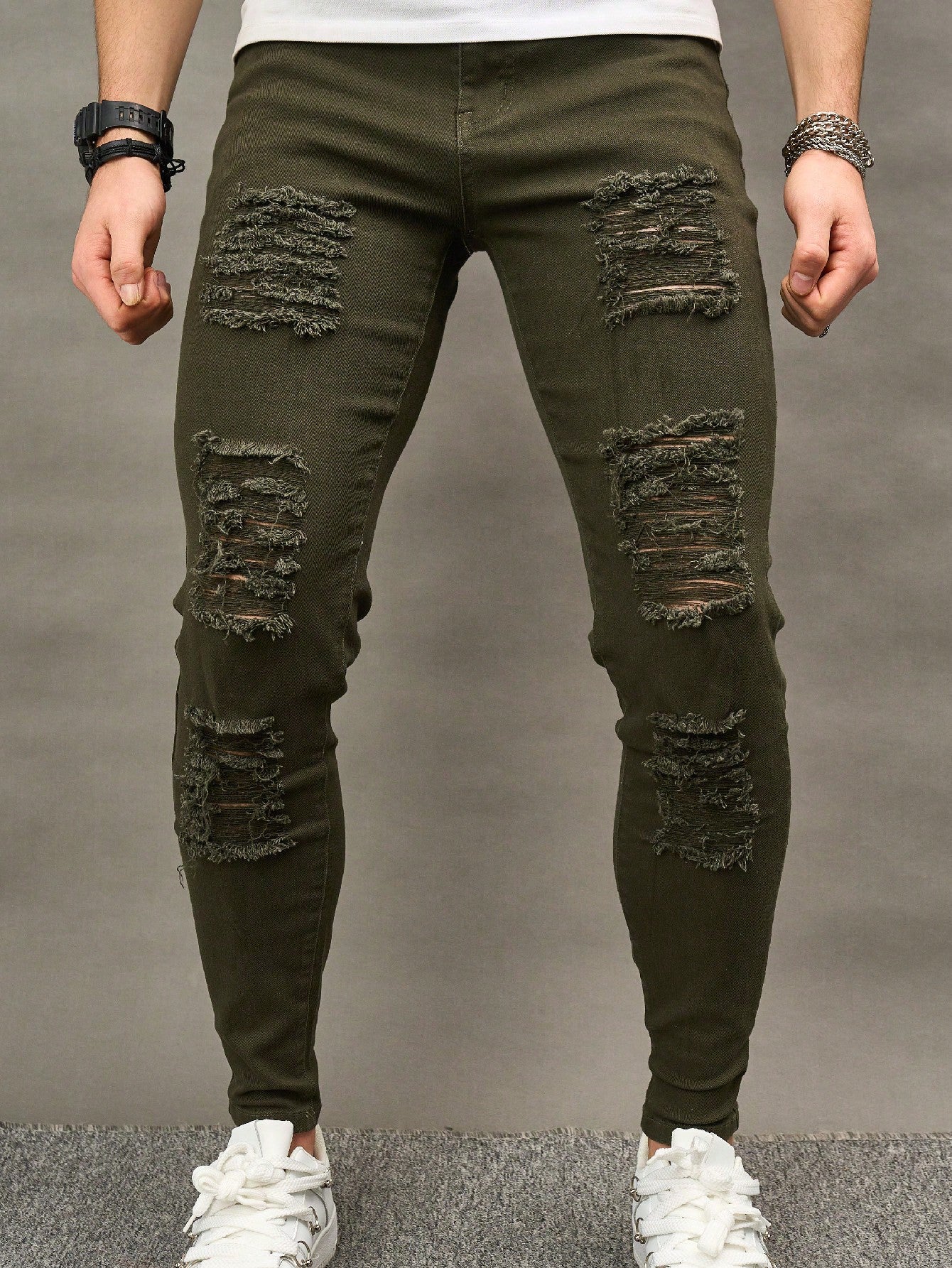 Men Cotton Ripped Jeans