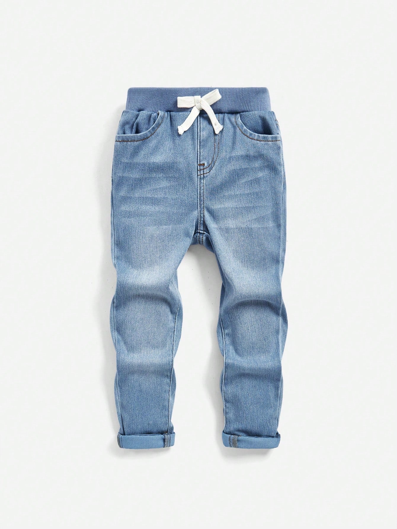 Young Boy Elastic Waist Washed Jeans