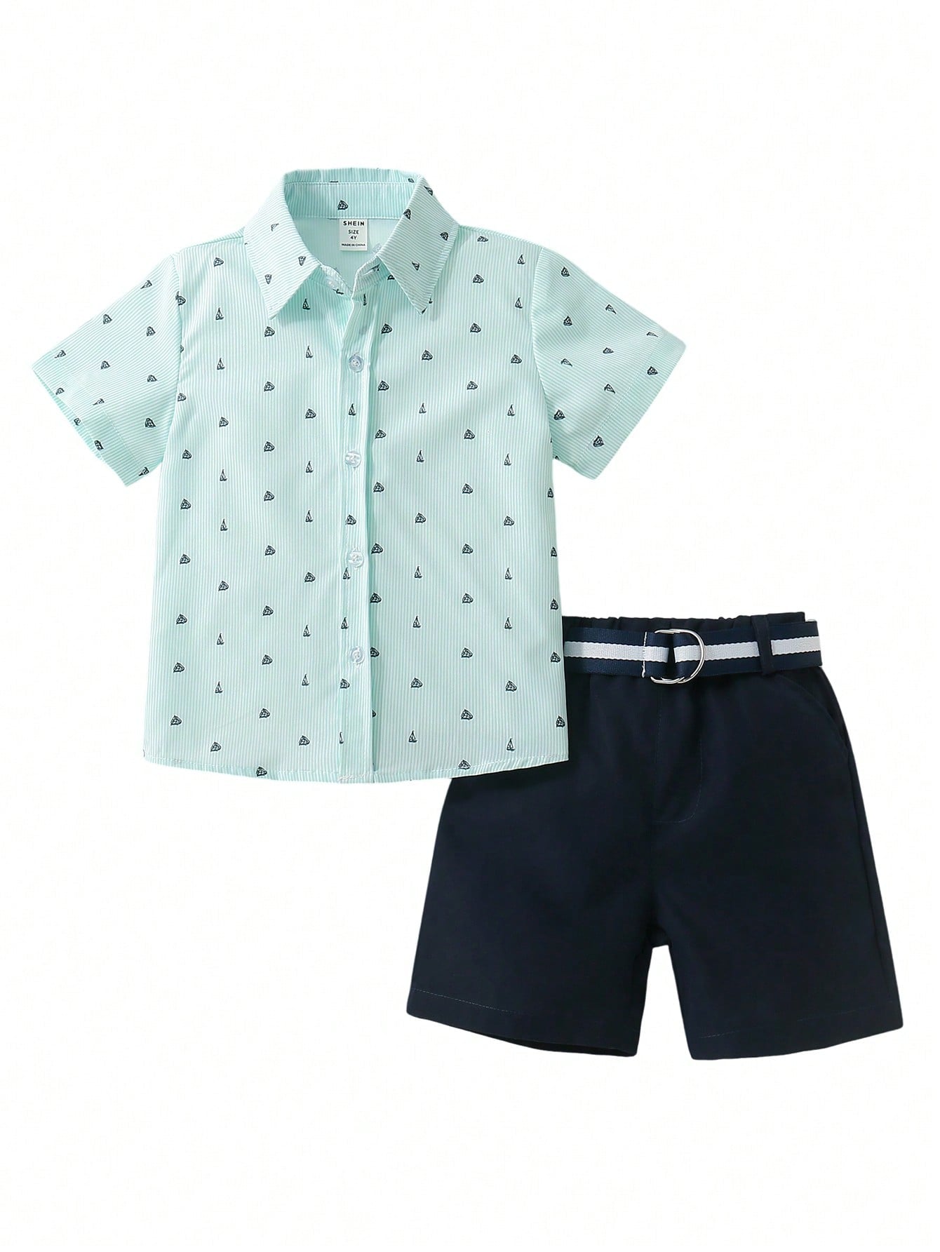 Young Boy 2pcs/Set Short-Sleeve T-Shirt With Sailboat Print