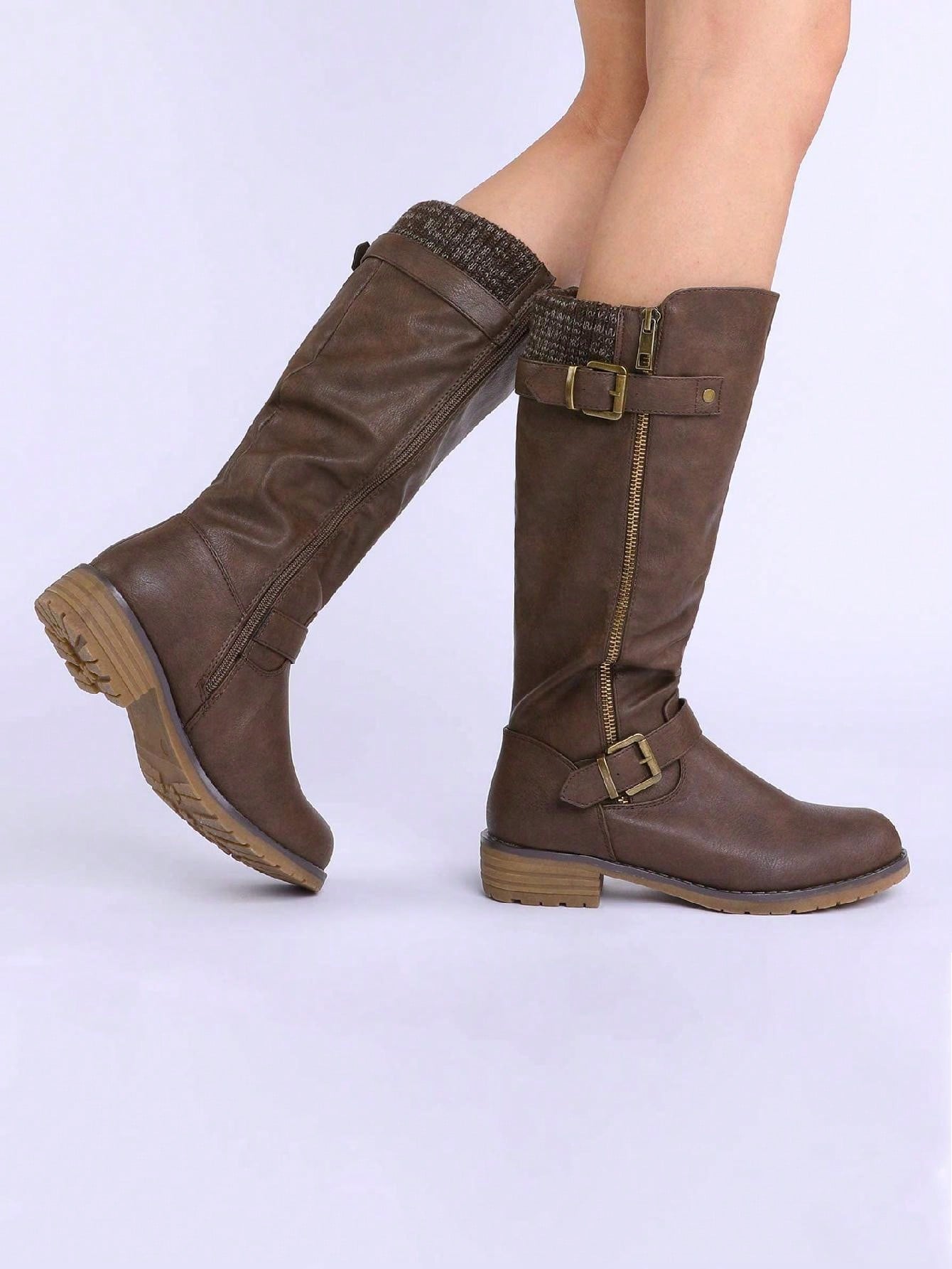 Women's Side Zipper Knee High Riding Boots