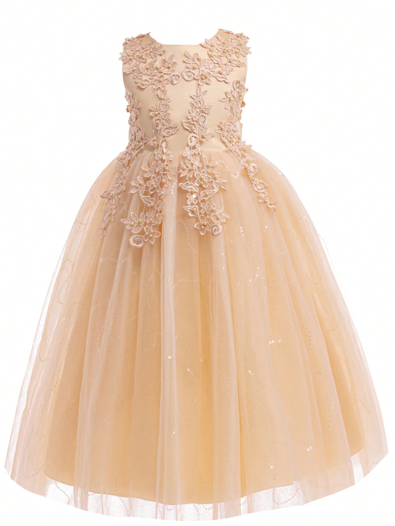 Tween Girl Lace Wedding Party Princess Pageant Evening Dress Gown