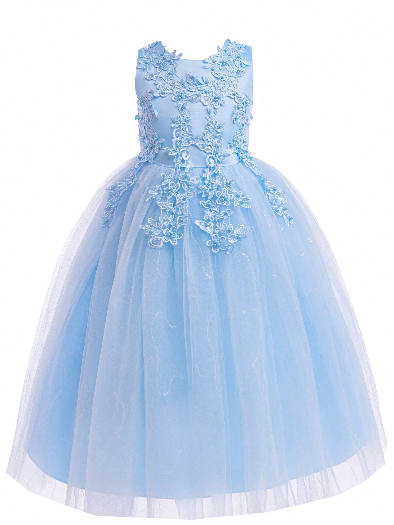 Tween Girl Lace Wedding Party Princess Pageant Evening Dress Gown