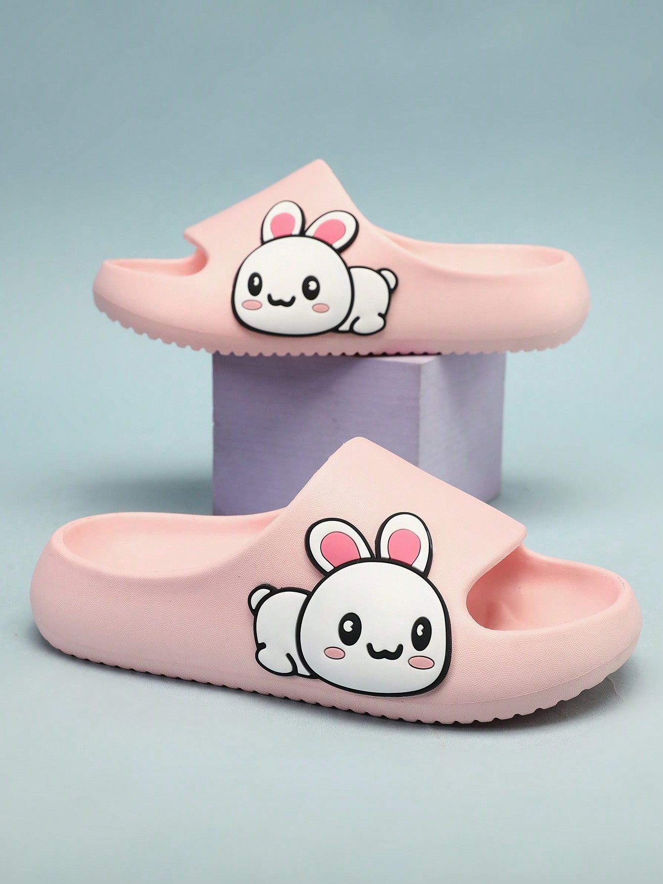 Children's Foam Slippers Simple Anti-Slip Soft Sole Lightweight Cartoon Cute Girls' Home Casual Slippers, Size Big Kid