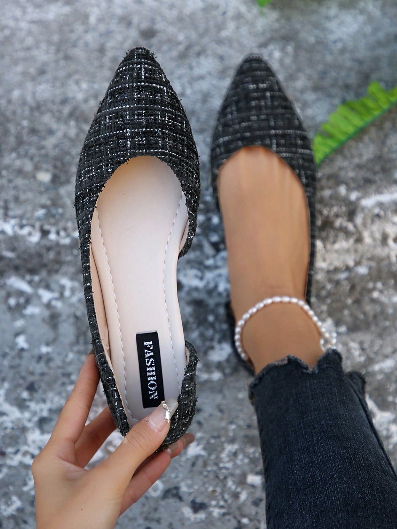 Fashionable Women Spring/Autumn Pointed Toe Slip-On Shallow Mouth Flat Shoes, Hollow Out Design, Comfortable, Slip-Resistant, Suitable For Work, Party, Shopping, Students, Featuring Elegant Elegant.