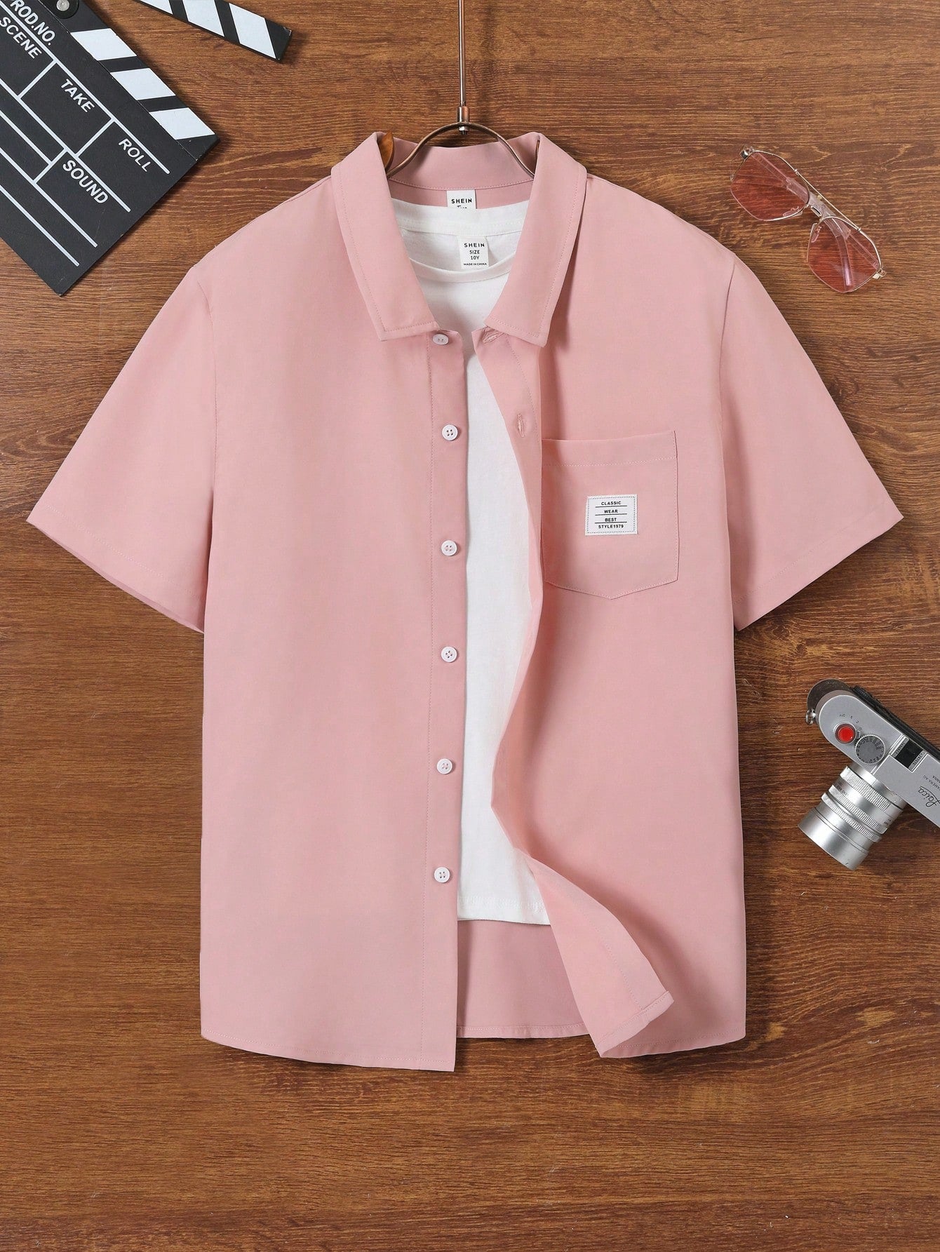 Teenage Boys' Patch Detail Short Sleeve Shirt