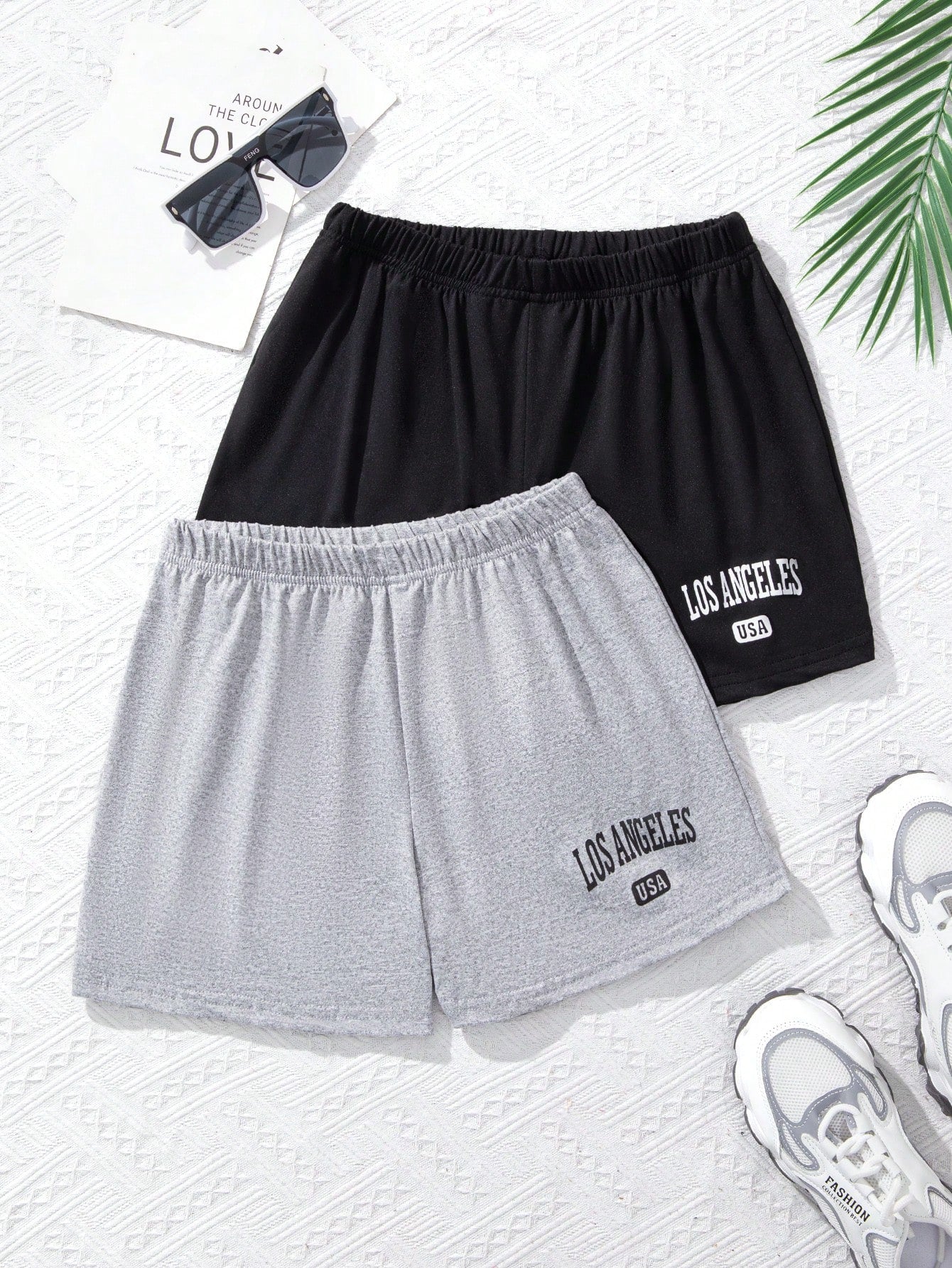 Teen Girl Letter Print Casual Shorts, Sports Style, High Waist Design, Comfortable, Breathable, Skin-Friendly Fabric