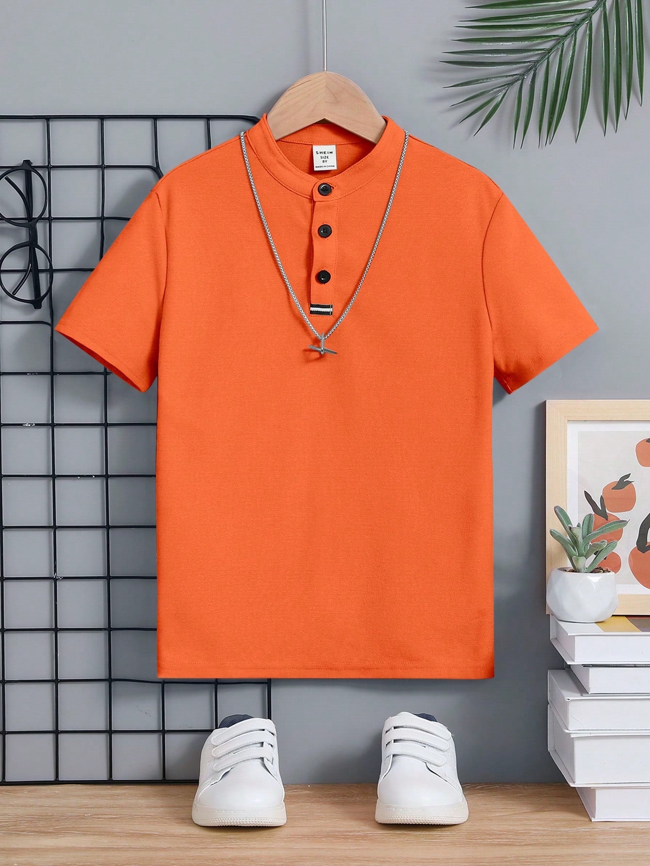 Tween Boy Summer Casual Solid Color Knitted Polo Shirt With Collar,