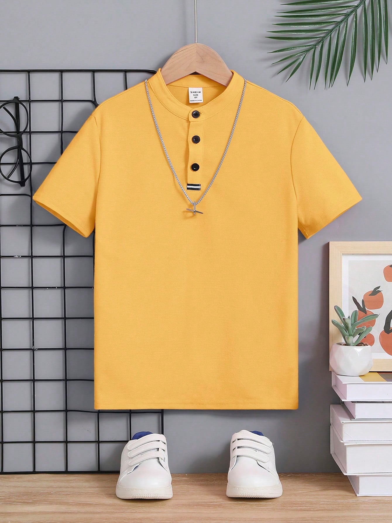 Tween Boy Summer Casual Solid Color Knitted Polo Shirt With Collar,