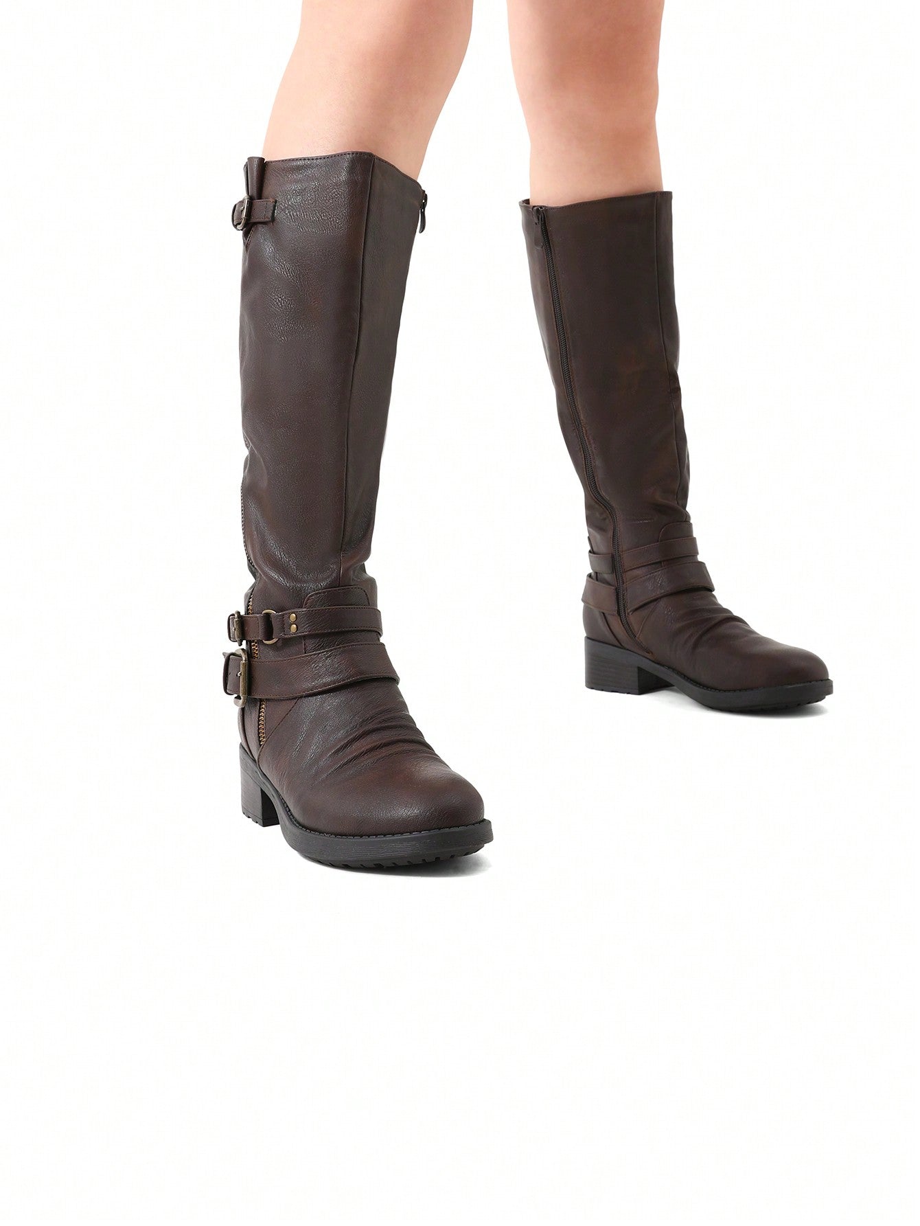 Women'S Camel Fur Lined Knee High Riding Boots Wide Calf