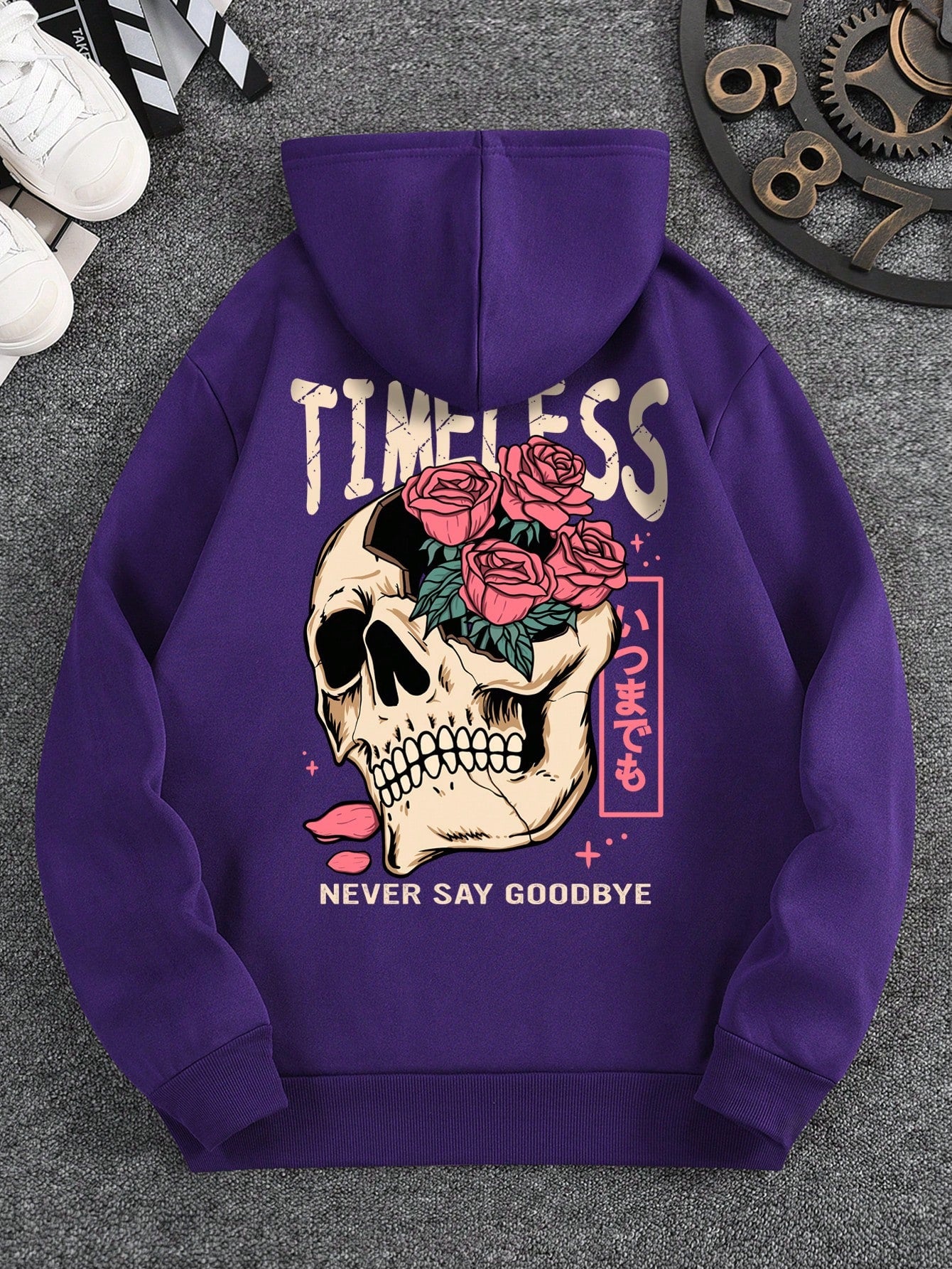 Men's Hoodie With Slogan And Skull Print Pattern