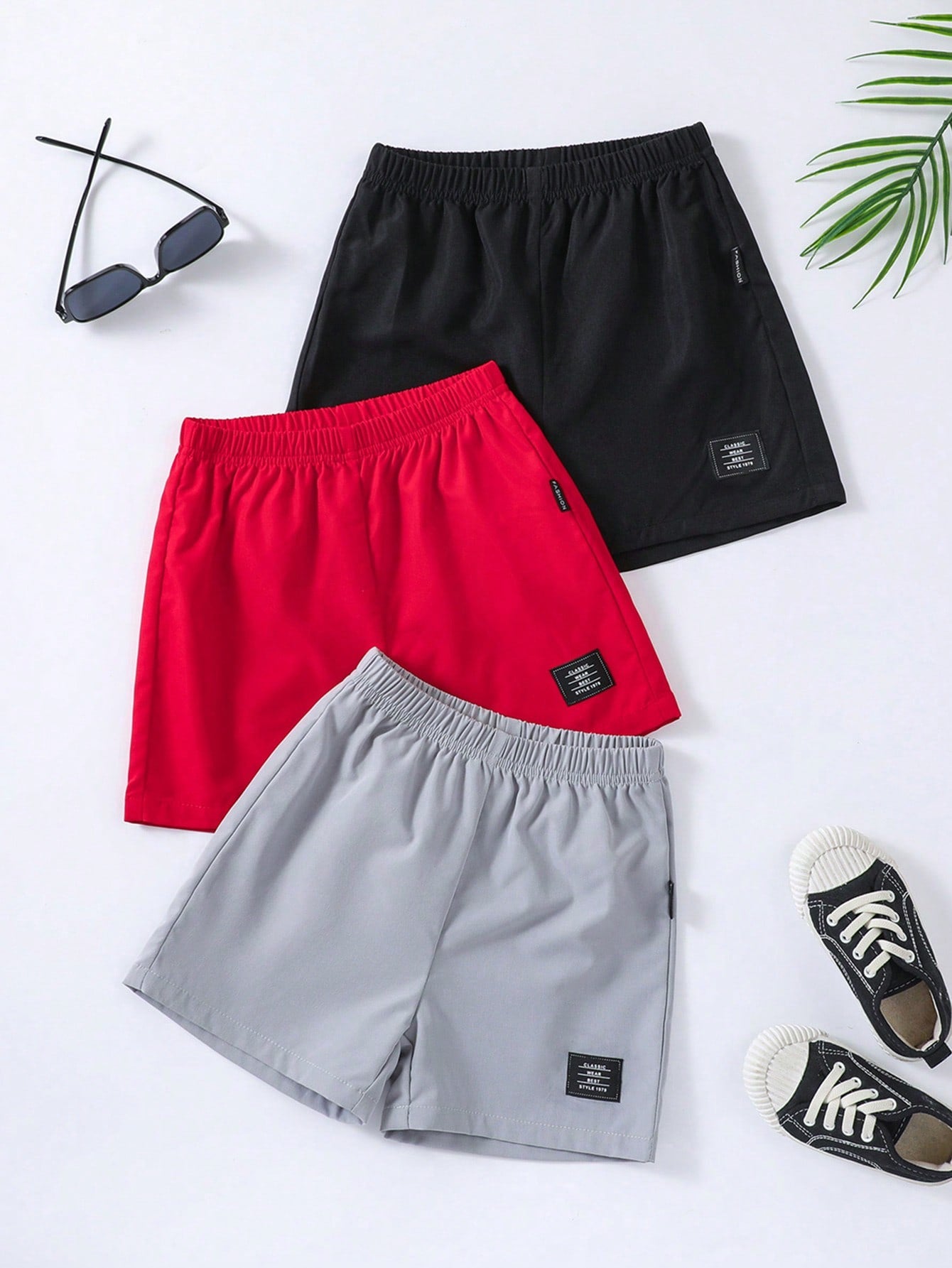 Kids Young Boy 3pcs/set Casual Simple Letter Print Shorts, Summer Outfits