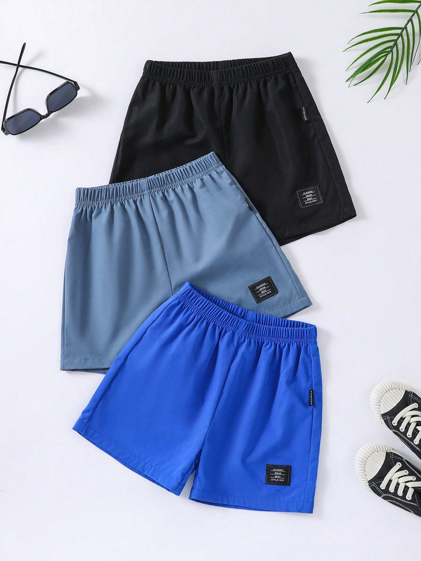 Kids Young Boy 3pcs/set Casual Simple Letter Print Shorts, Summer Outfits