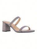 Women's Minimalist Chunky Heeled Mule Sandals Fashionable Elegant Summer Heeled Sandals Block Heel Square Toe Heeled Sandal