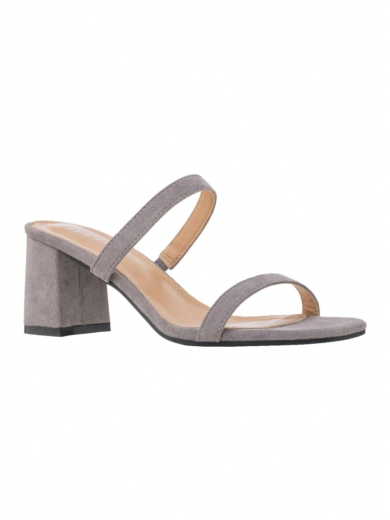 Women's Minimalist Chunky Heeled Mule Sandals Fashionable Elegant Summer Heeled Sandals Block Heel Square Toe Heeled Sandal