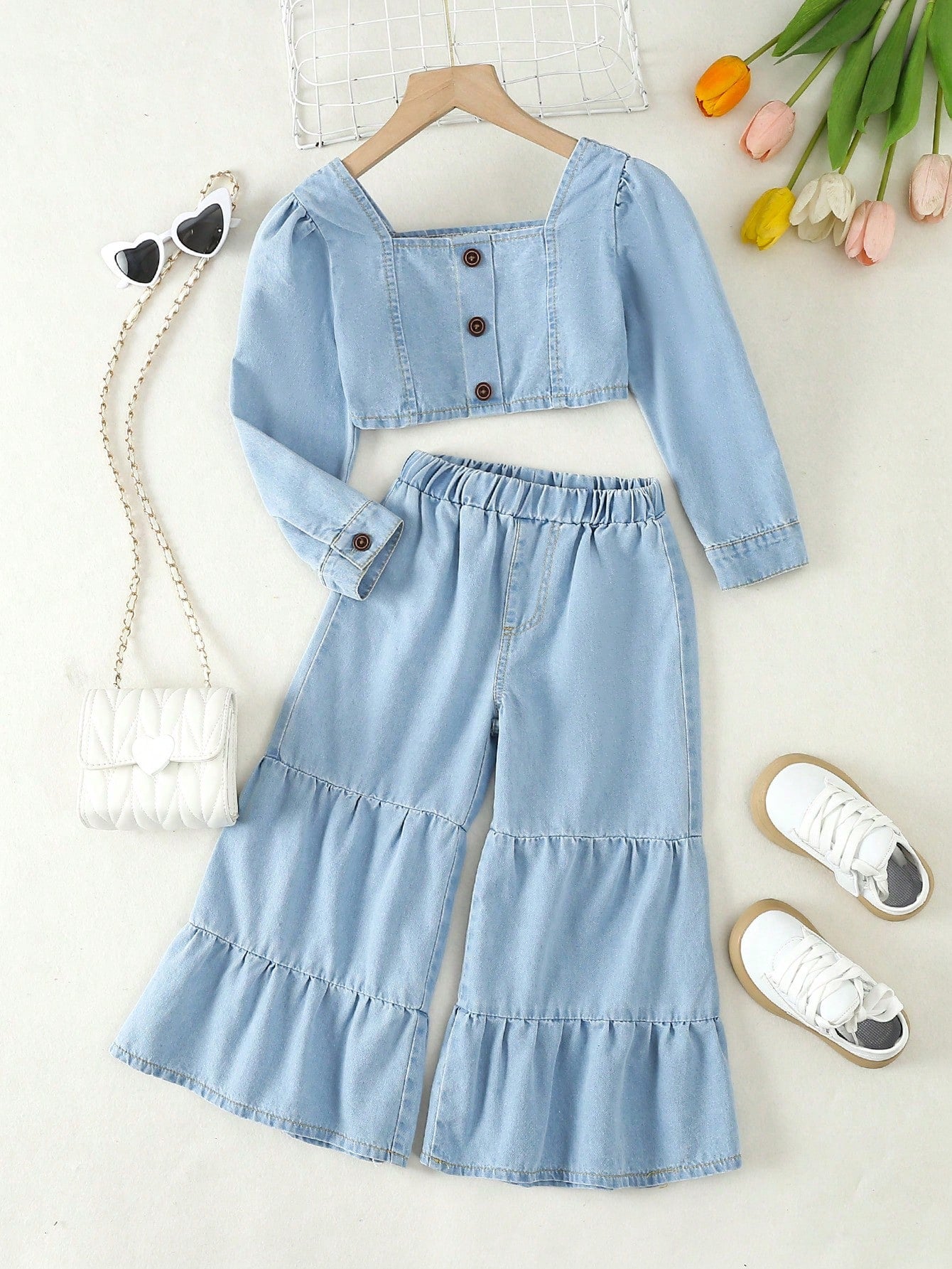 Young Girl Casual Fashionable Denim Outfit For Daily Wear