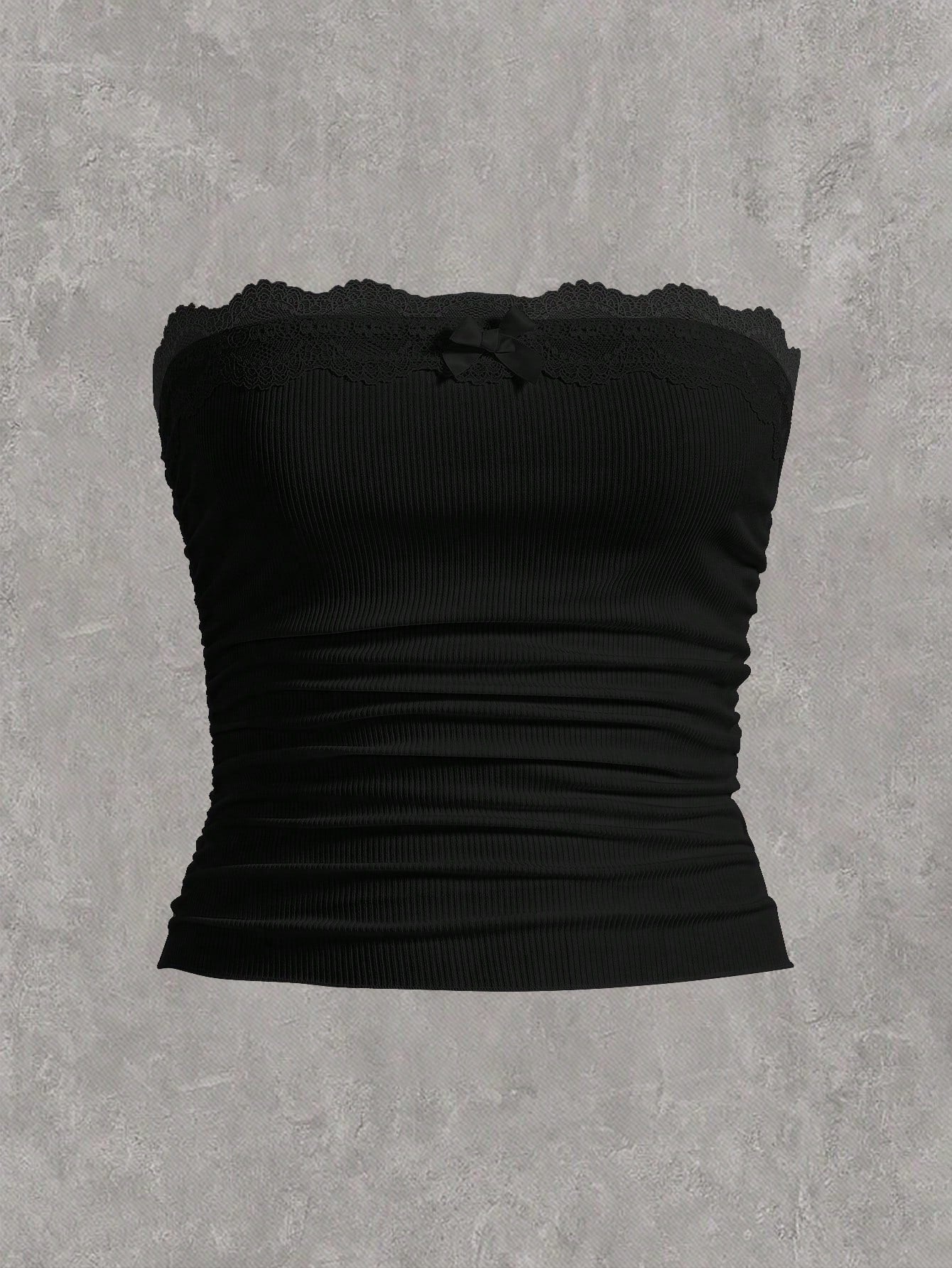 Plus Scallop Trim Ruched Tube Top