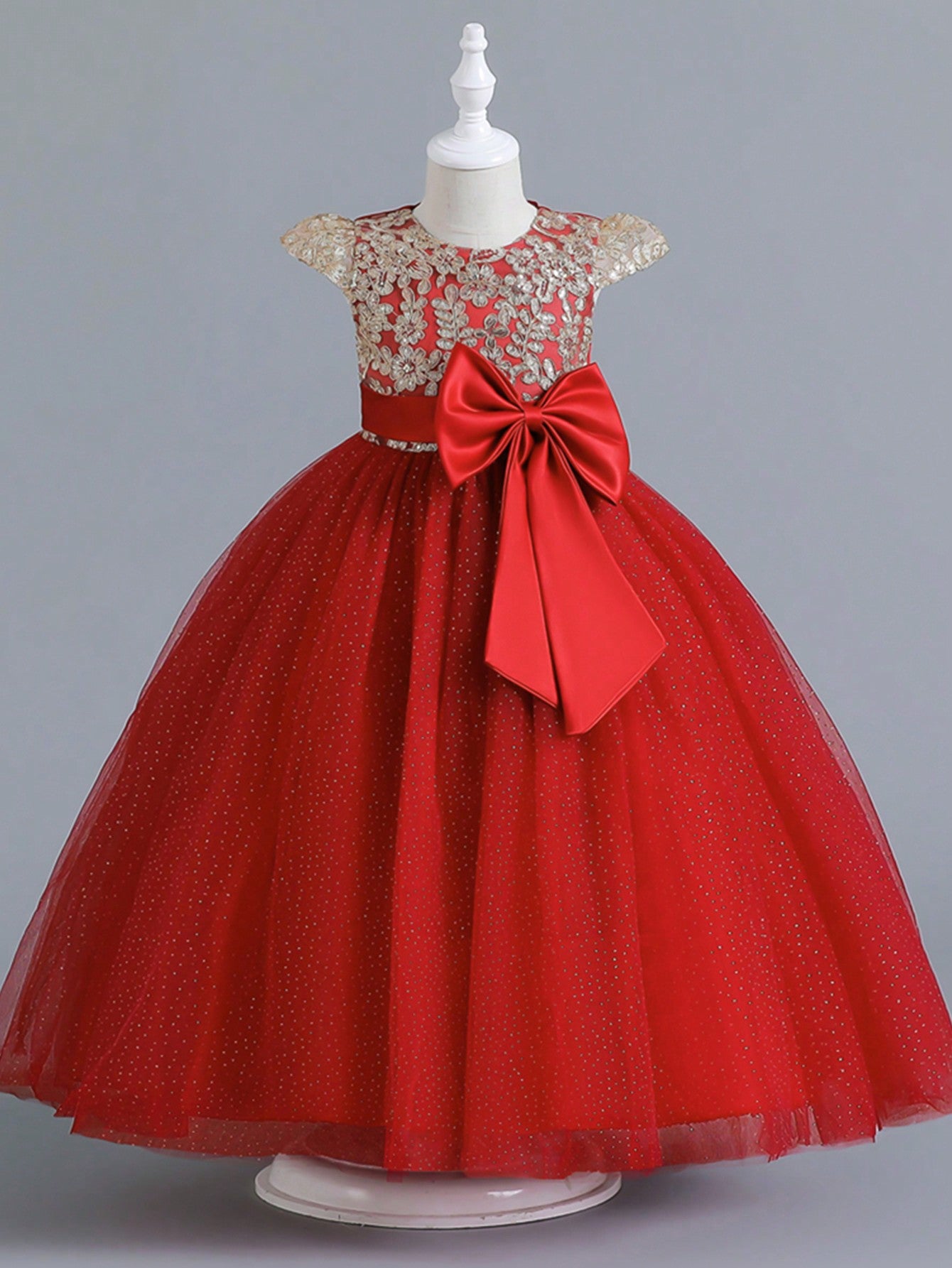 Tween Girl Gorgeous And Elegant Bow Holiday Party Evening Princess Dress