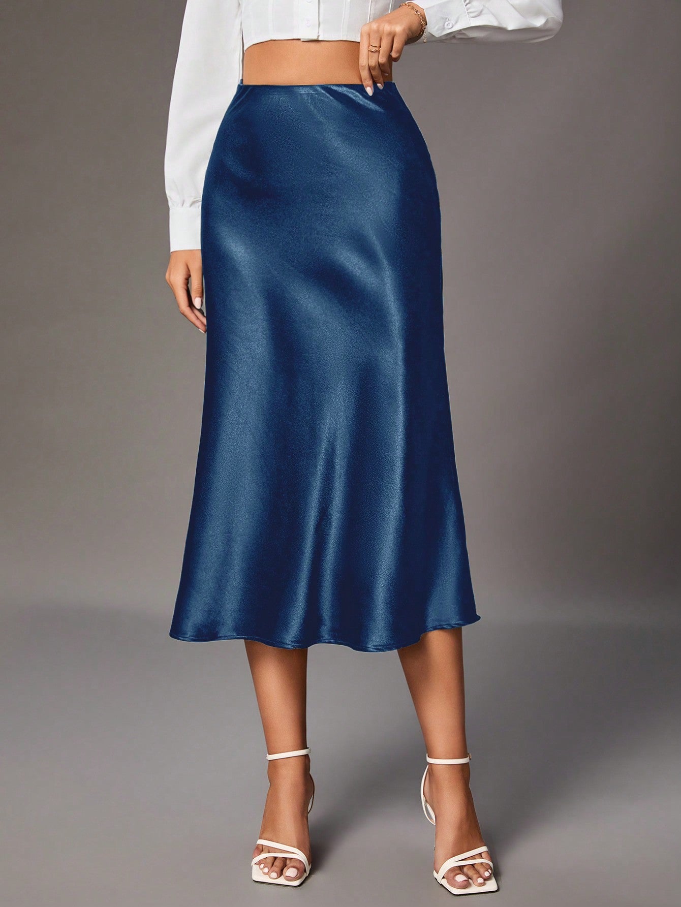 Tall Women's Solid Color Glossy Skirt