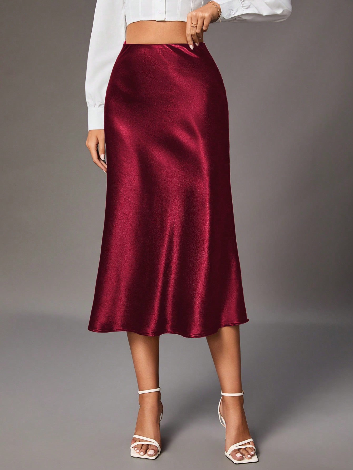 Tall Women's Solid Color Glossy Skirt