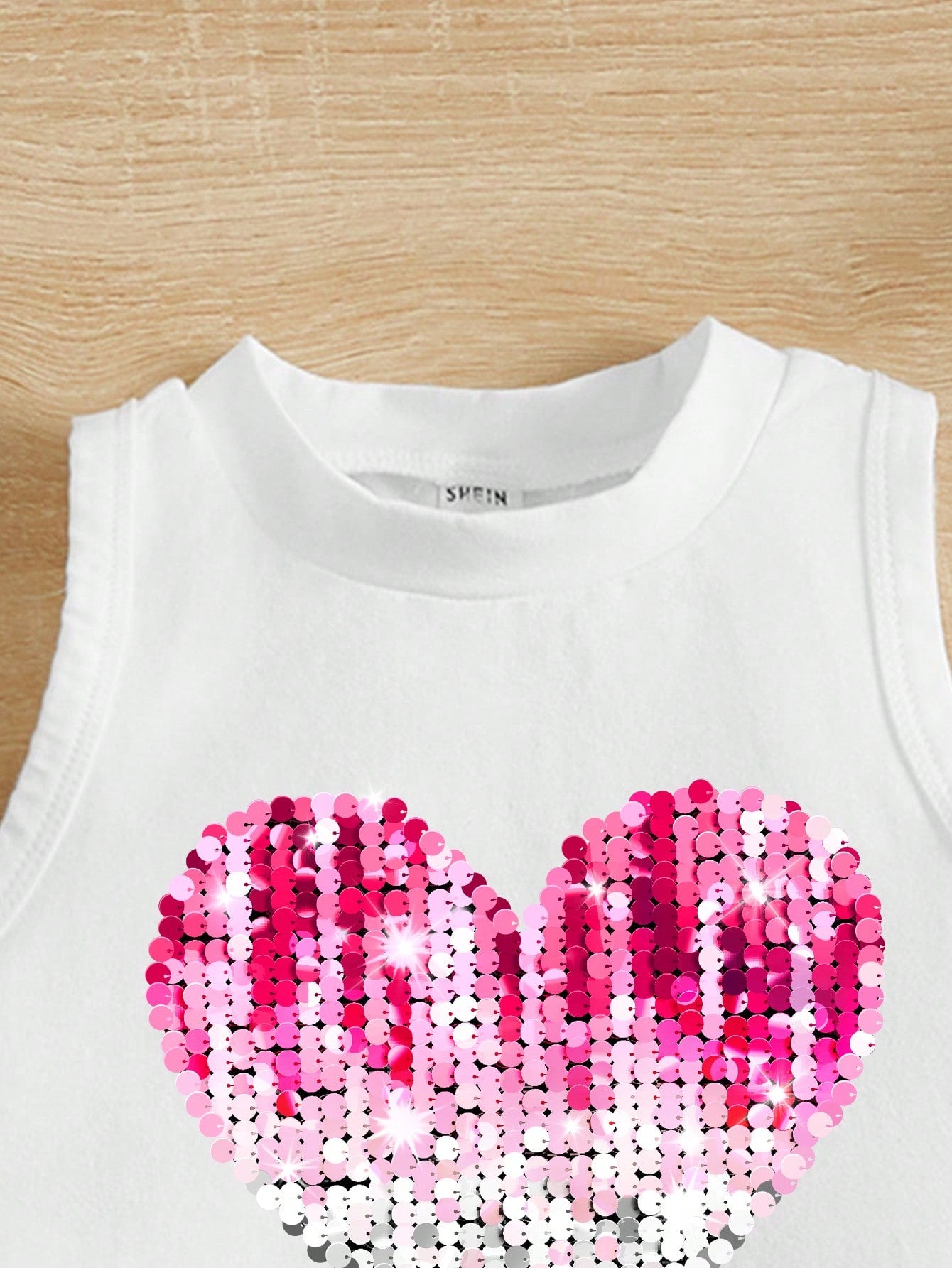 Young Girls' Casual Love Heart Pattern Sleeveless Tank Top Suitable For Summer