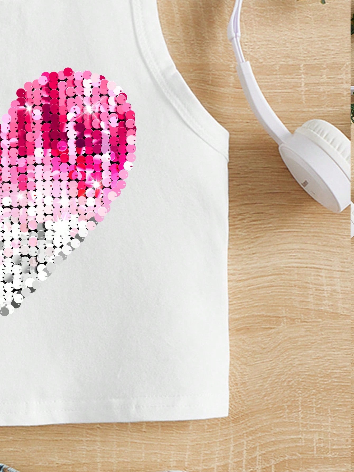 Young Girls' Casual Love Heart Pattern Sleeveless Tank Top Suitable For Summer