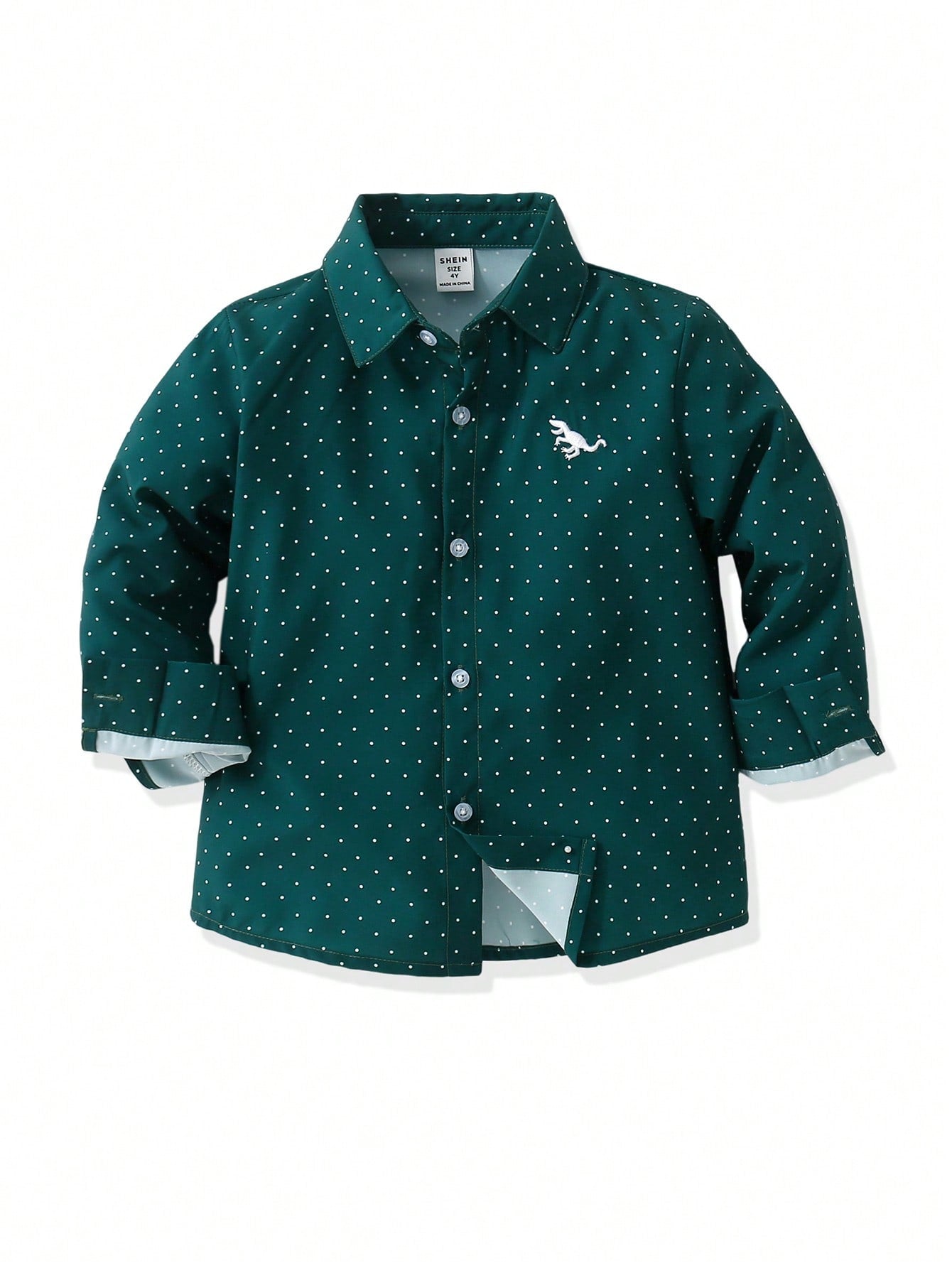 Young Boys' Comfortable Casual Long Sleeve Shirt With Blue Polka Dots For Spring And Summer