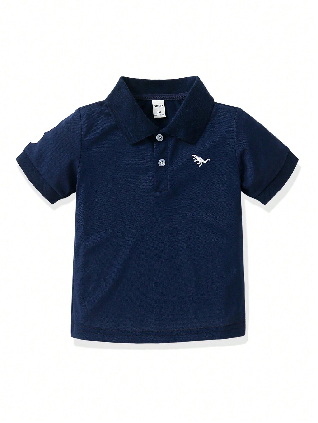 Young Boy Dinosaur Embroidery Polo Shirt