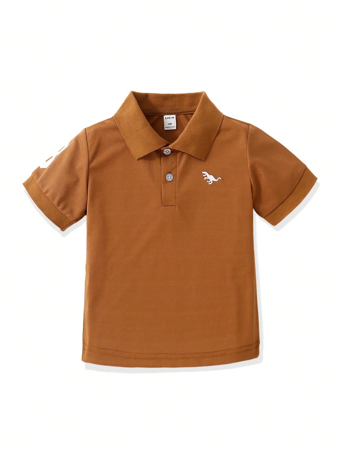 Young Boy Dinosaur Embroidery Polo Shirt