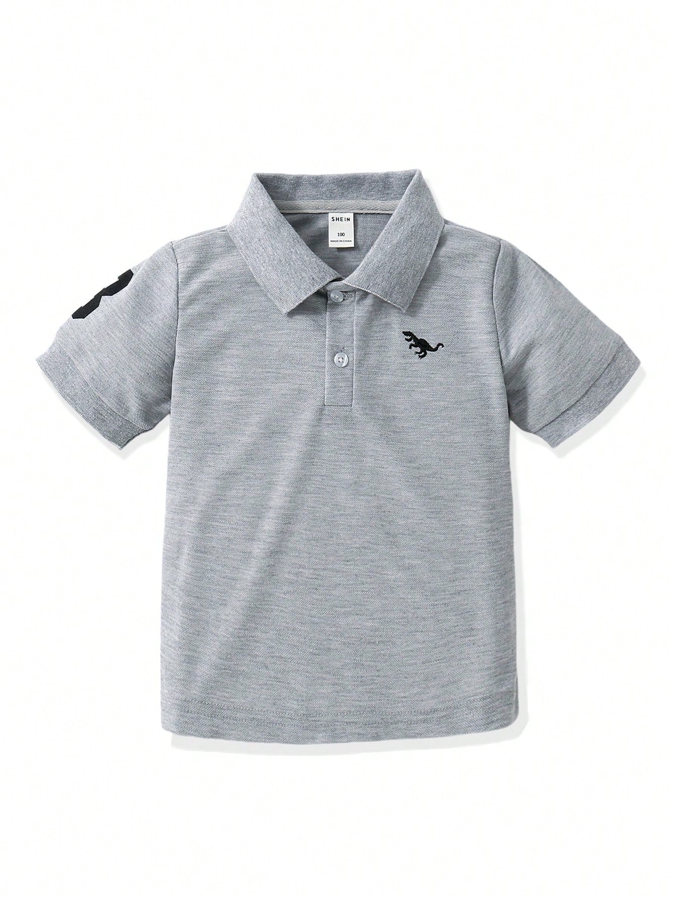 Young Boy Fashionable Summer Basic Embroidered Detail Polo Shirt