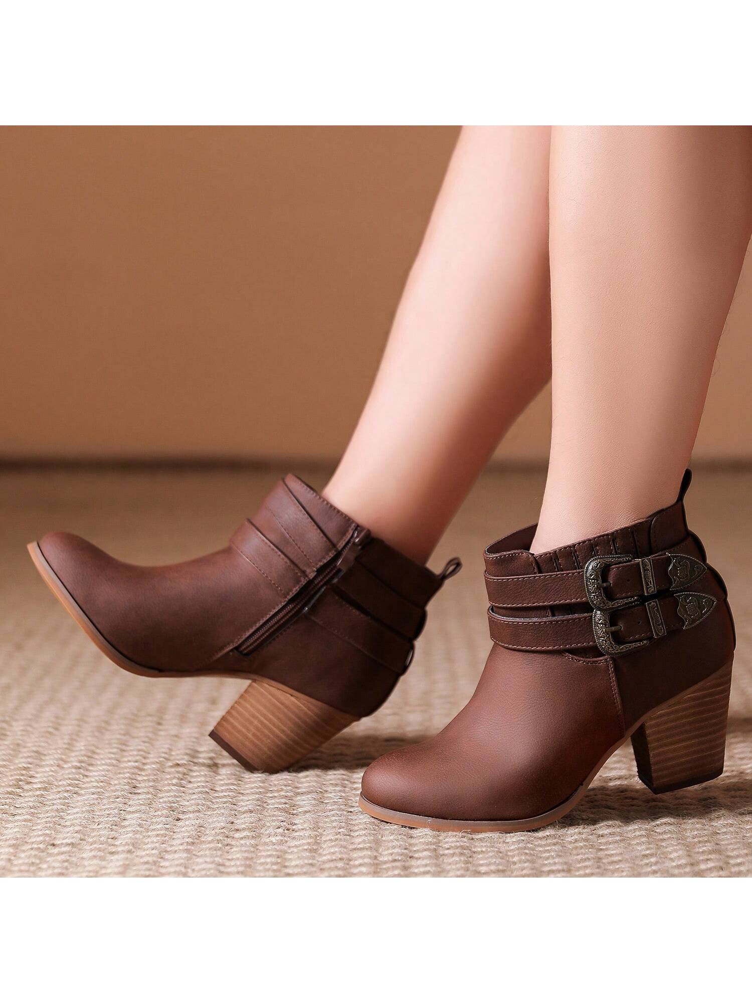 Women'S Wide Width Ankle Boots, Extra Wide Low Heel Side Zipper Winter Booties.