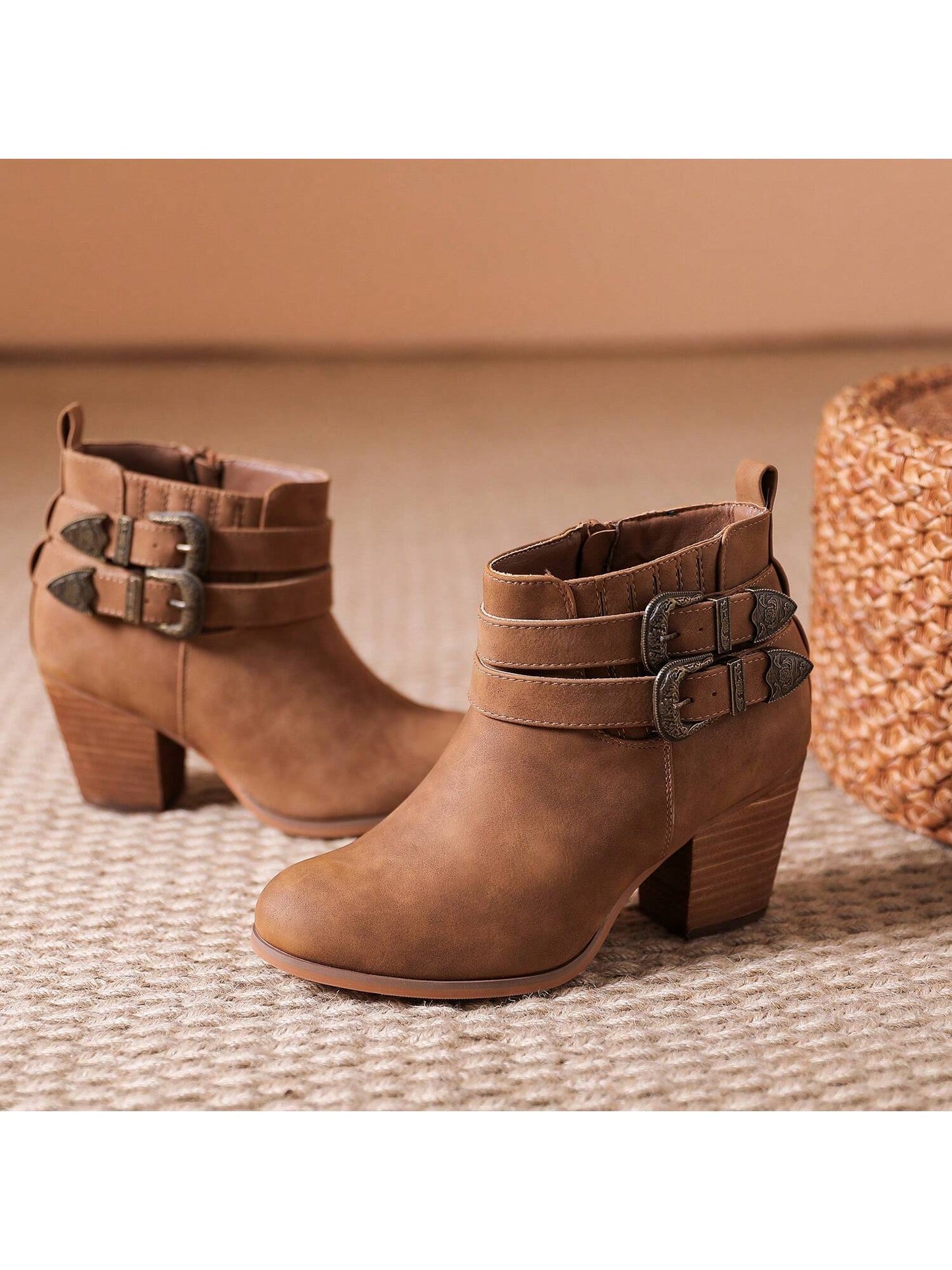 Women'S Wide Width Ankle Boots, Extra Wide Low Heel Side Zipper Winter Booties.