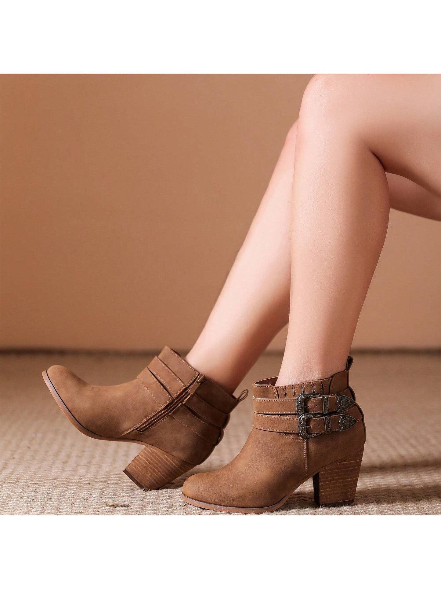 Women'S Wide Width Ankle Boots, Extra Wide Low Heel Side Zipper Winter Booties.