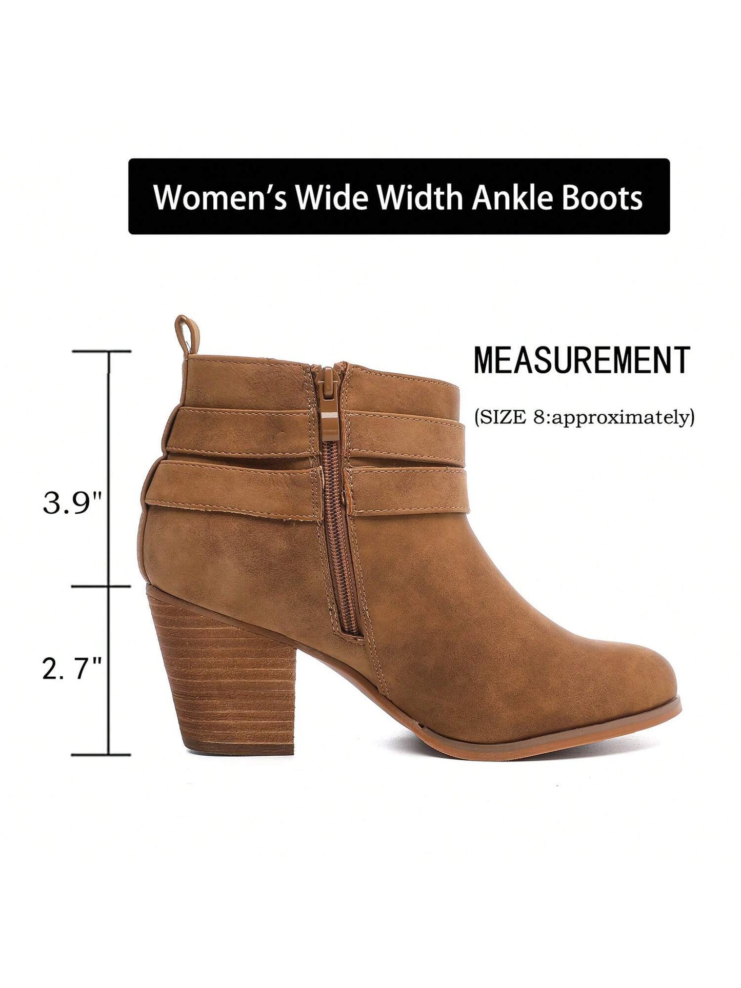 Women'S Wide Width Ankle Boots, Extra Wide Low Heel Side Zipper Winter Booties.