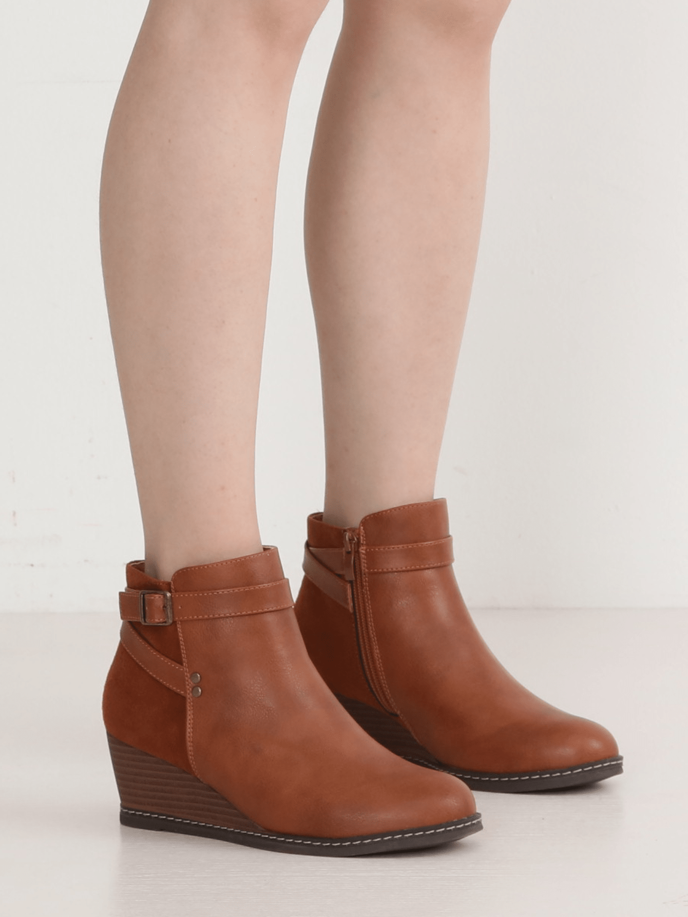 Women's 9636 Wedge Boots | Comfortable Ankle Wedge Booties With Side Zipper