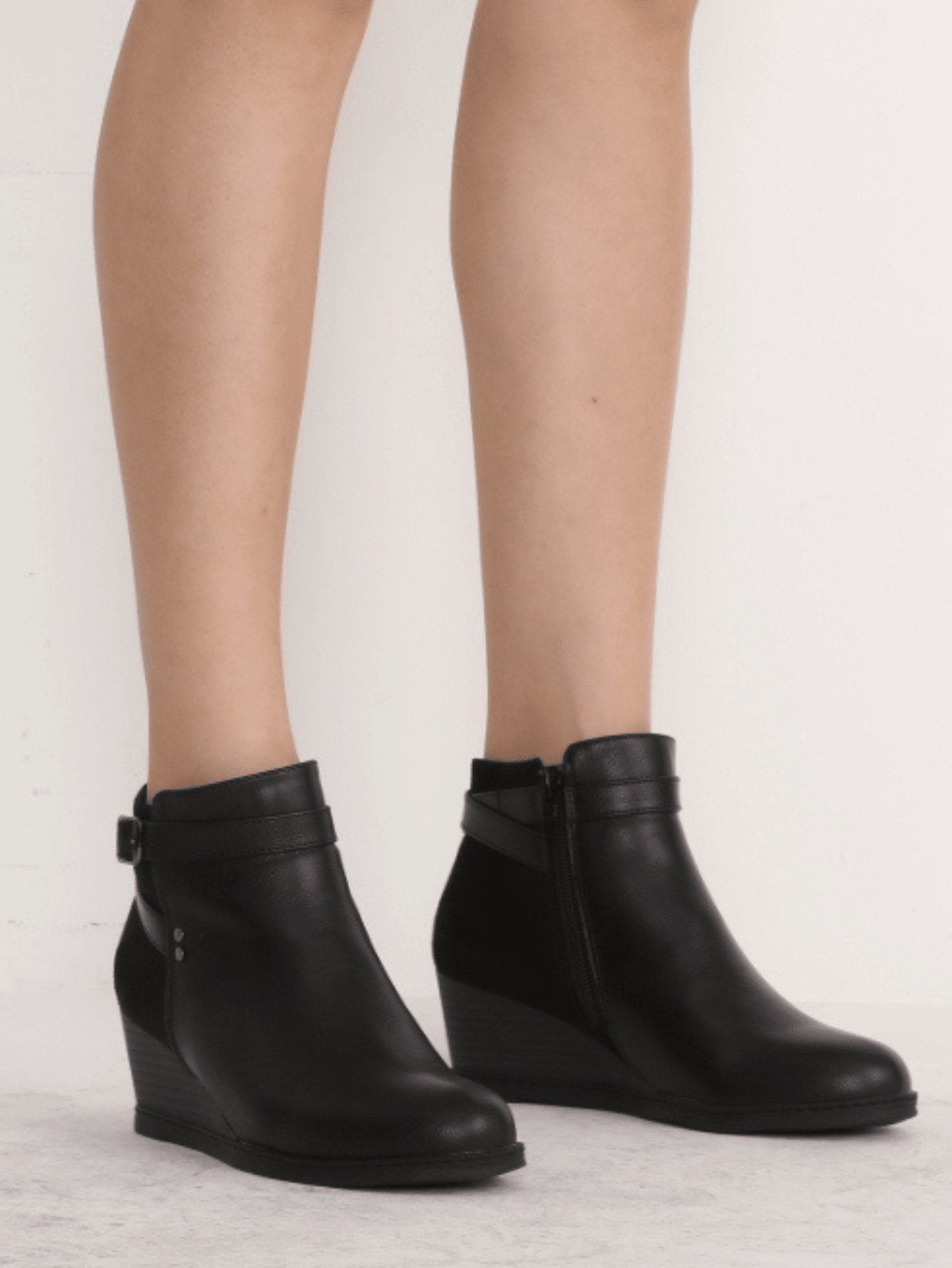 Women's 9636 Wedge Boots | Comfortable Ankle Wedge Booties With Side Zipper