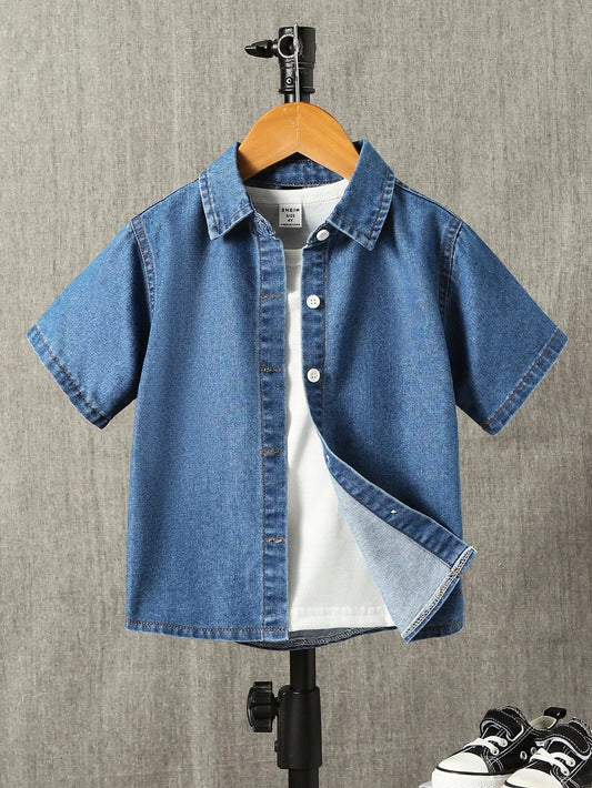 Young Boy Vintage Basic Loose Comfortable Denim Jacket For Casual Outfit