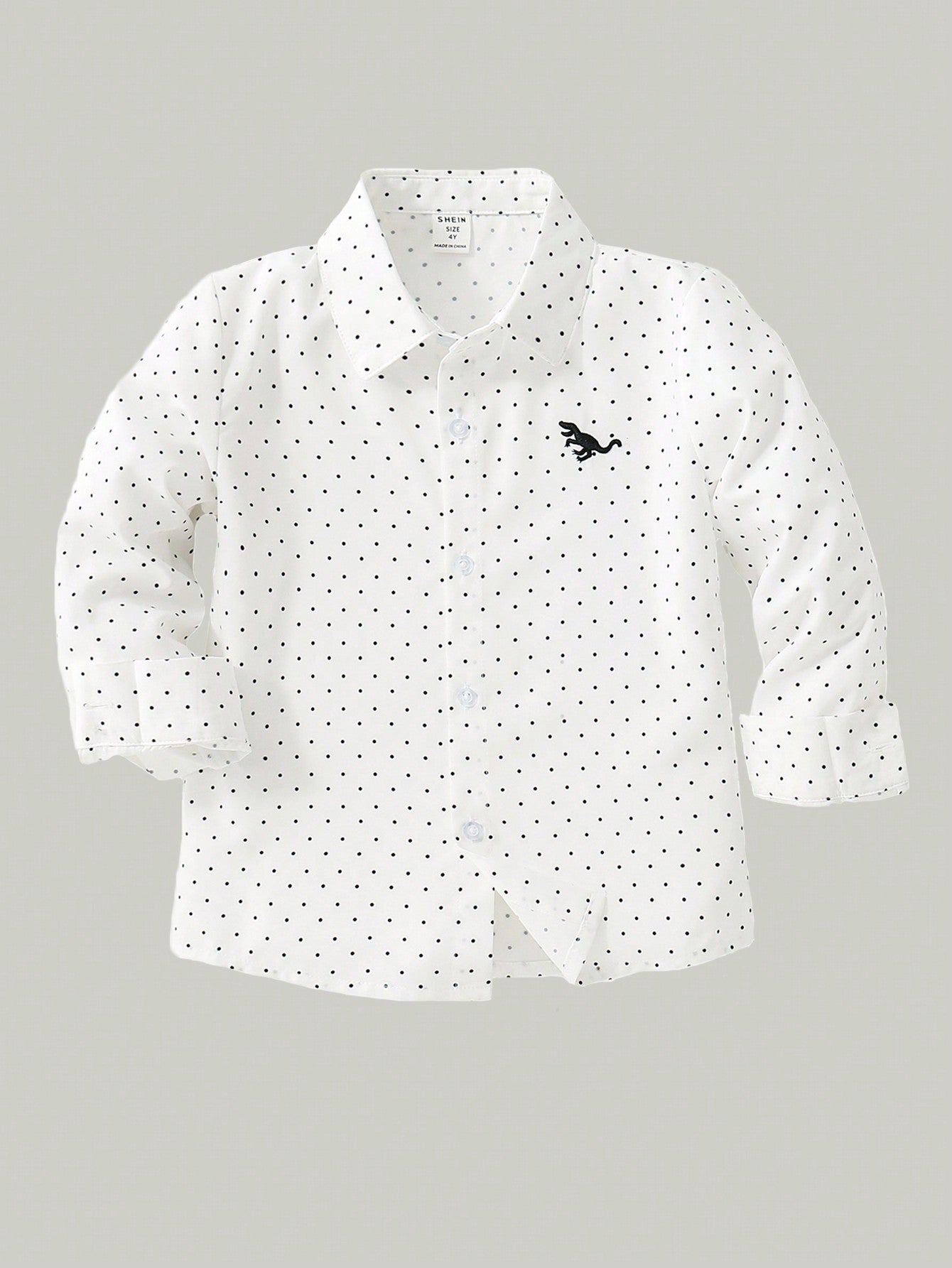 Young Boys' Comfortable Casual Long Sleeve Shirt With Blue Polka Dots For Spring And Summer