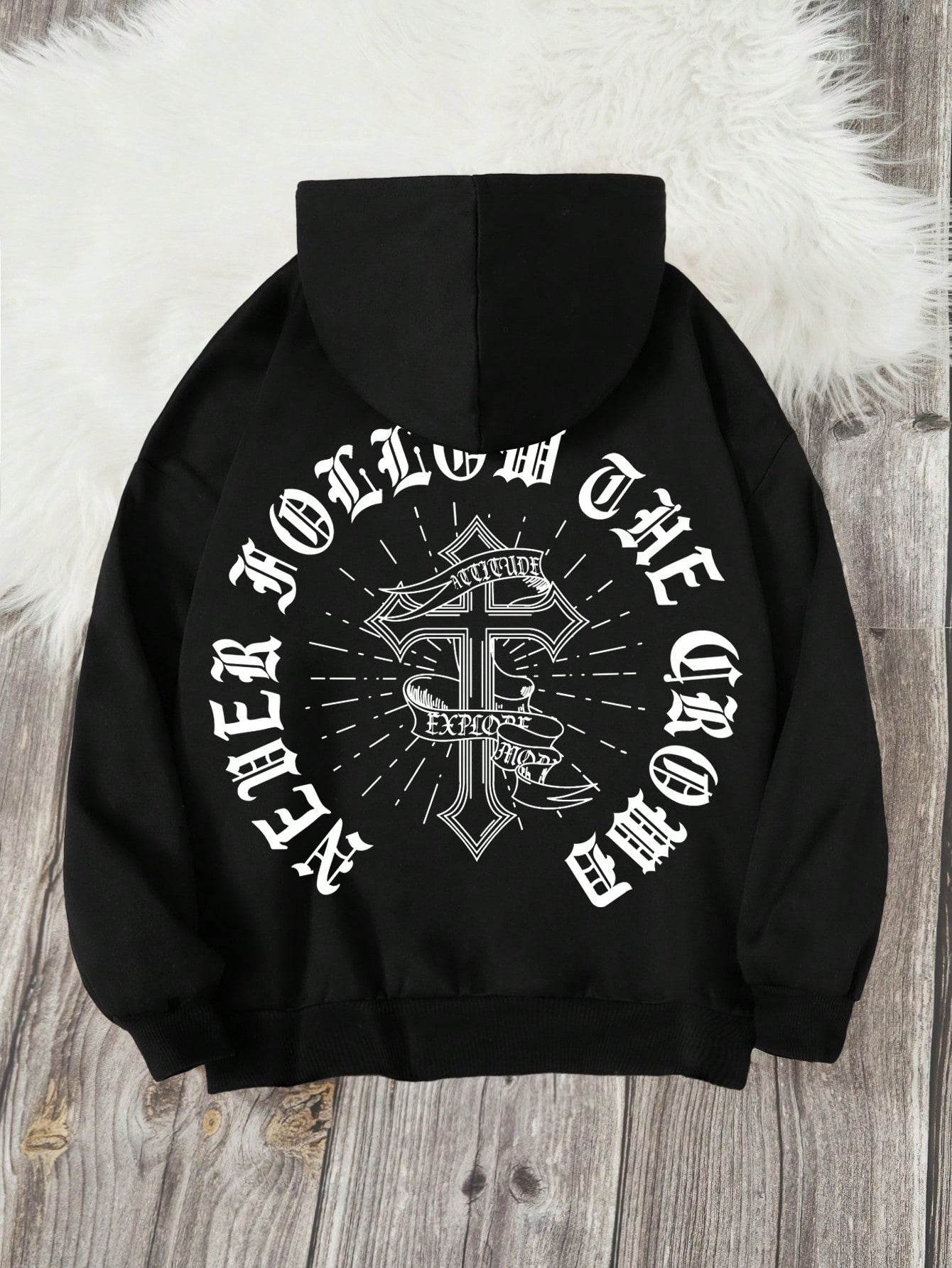 Teenage Boys' Casual Hoodie With Slogan Design, Long Sleeve, Suitable For Autumn And Winter